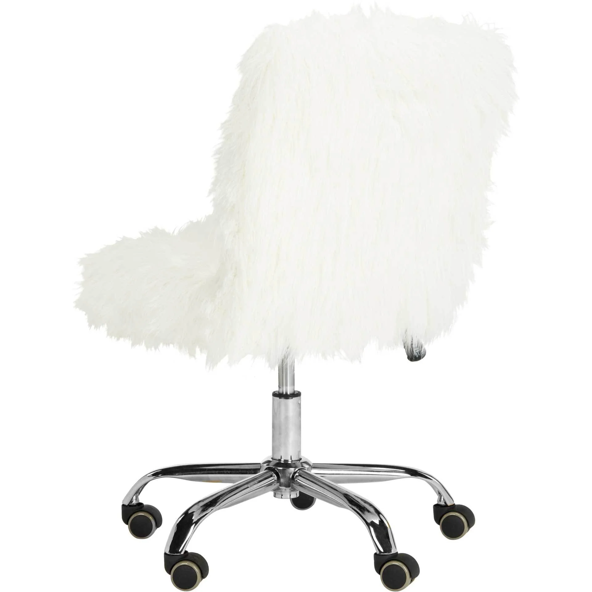 Whalen Faux Sheepskin Chrome Leg Swivel Chair - Image 5