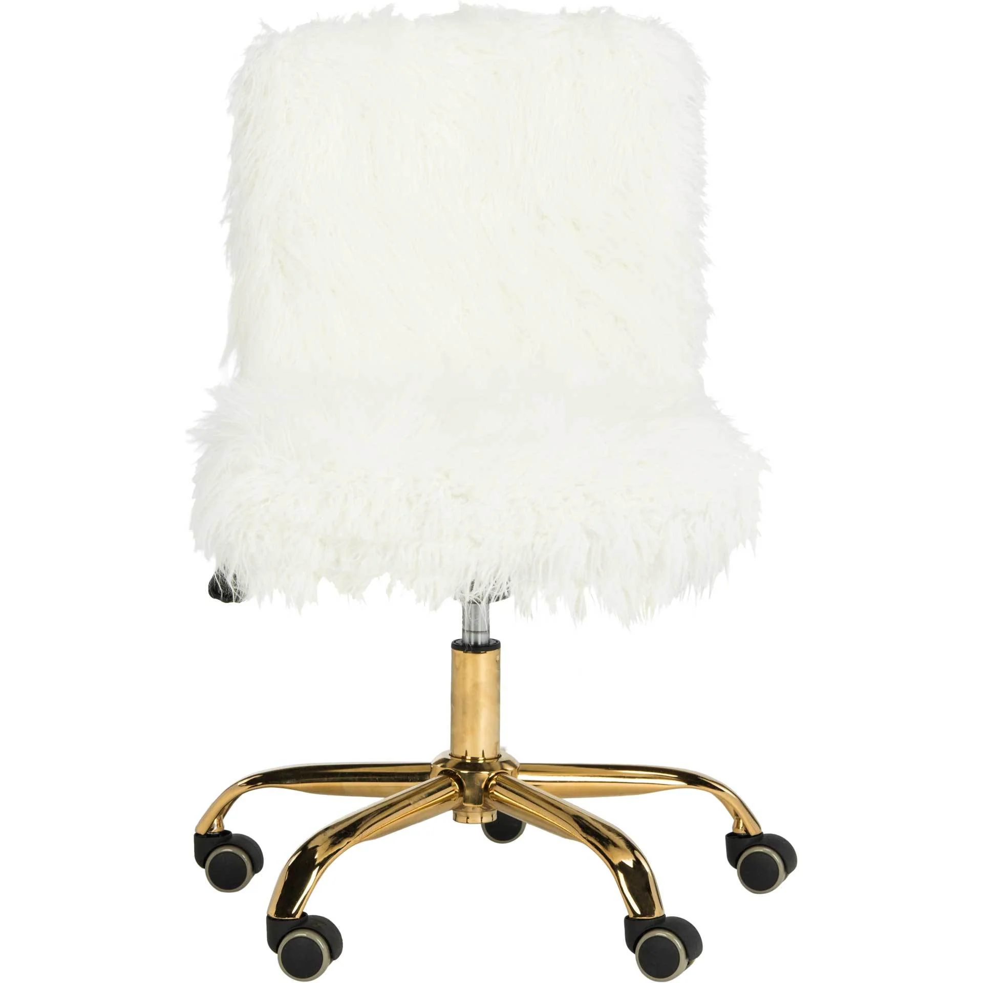 Whalen Faux Sheepskin Gold Leg Swivel Chair - Image 2