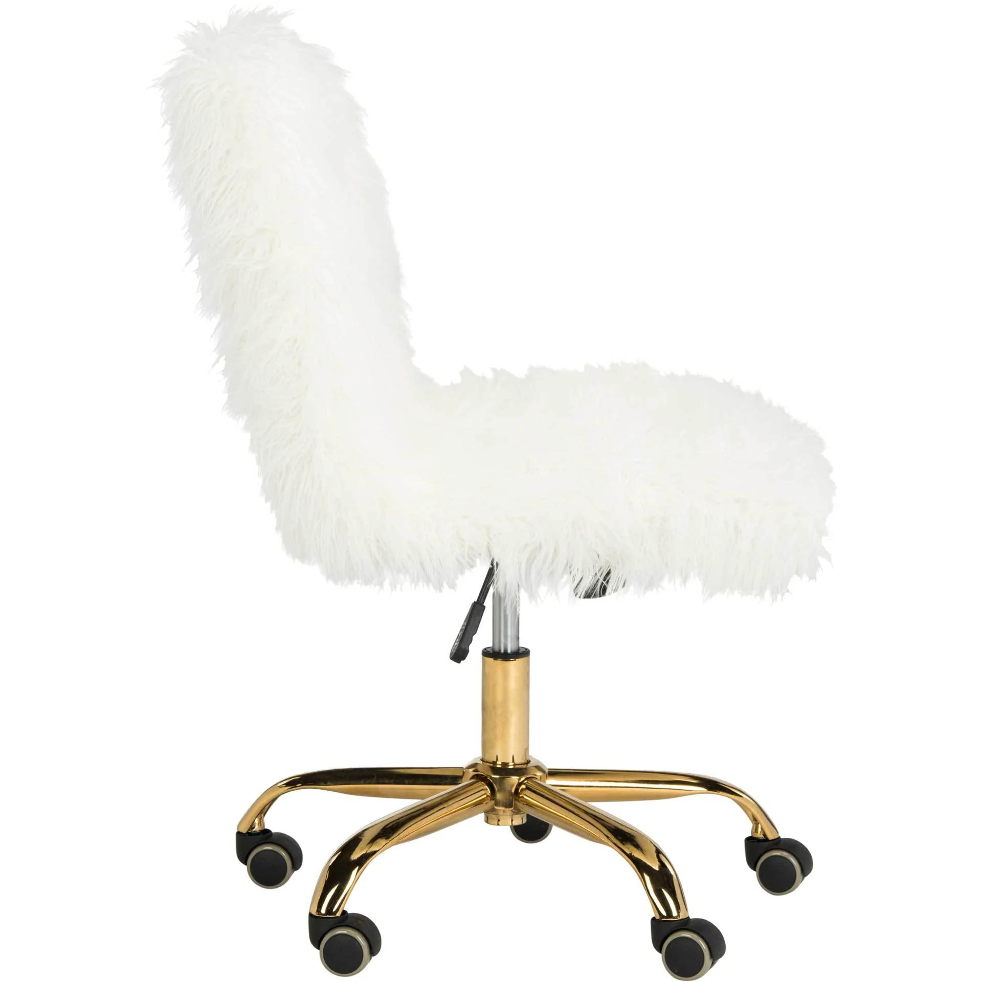 Whalen Faux Sheepskin Gold Leg Swivel Chair - Image 3