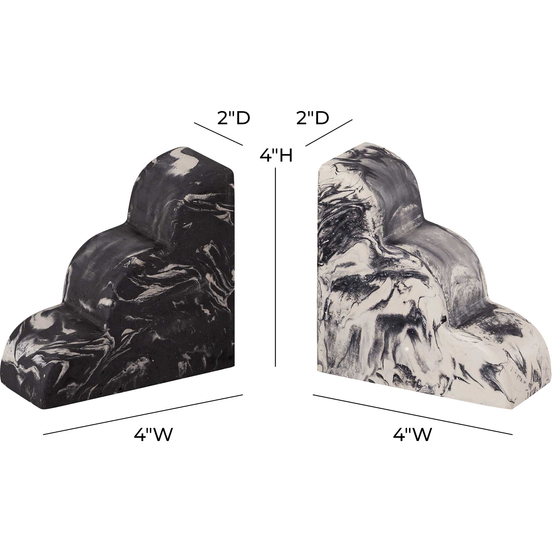 Whitley Bookends Black/White Marble (Set of 2) - Image 4