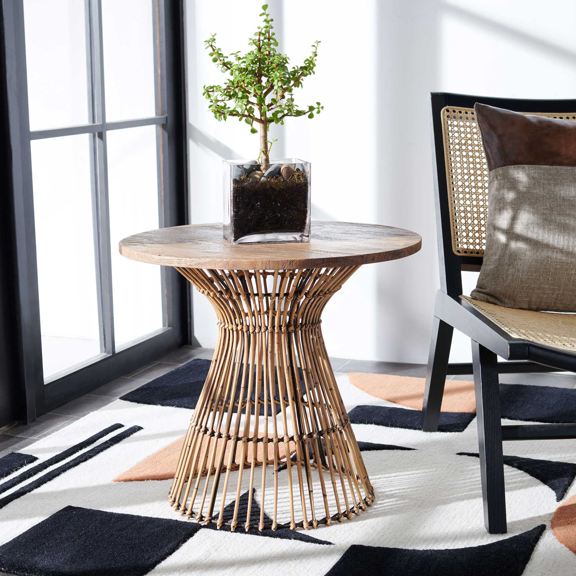Whitley Round Accent Table Honey Brown Wash/Black - Image 3