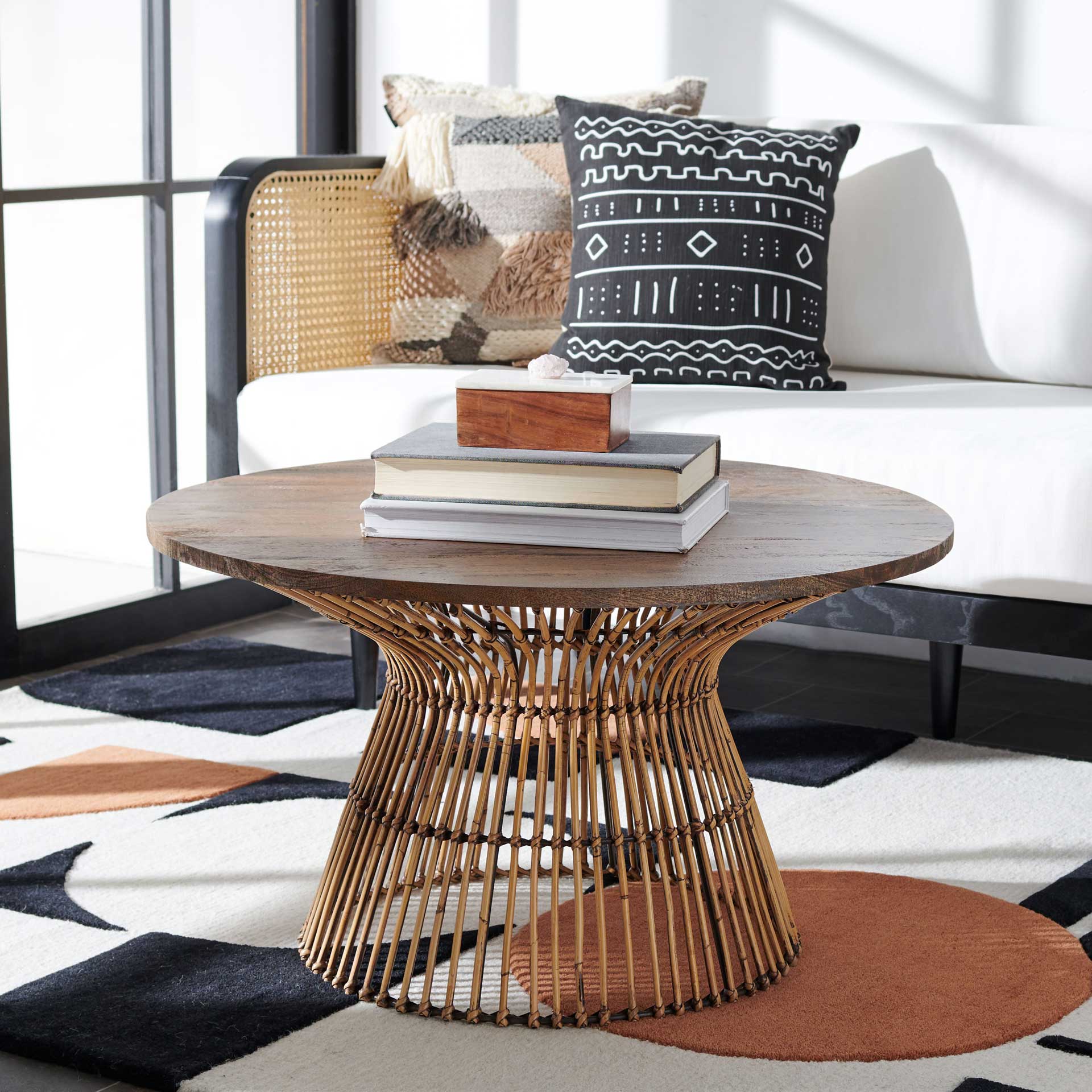 Whitley Round Coffee Table Honey Brown Wash/Black - Image 3