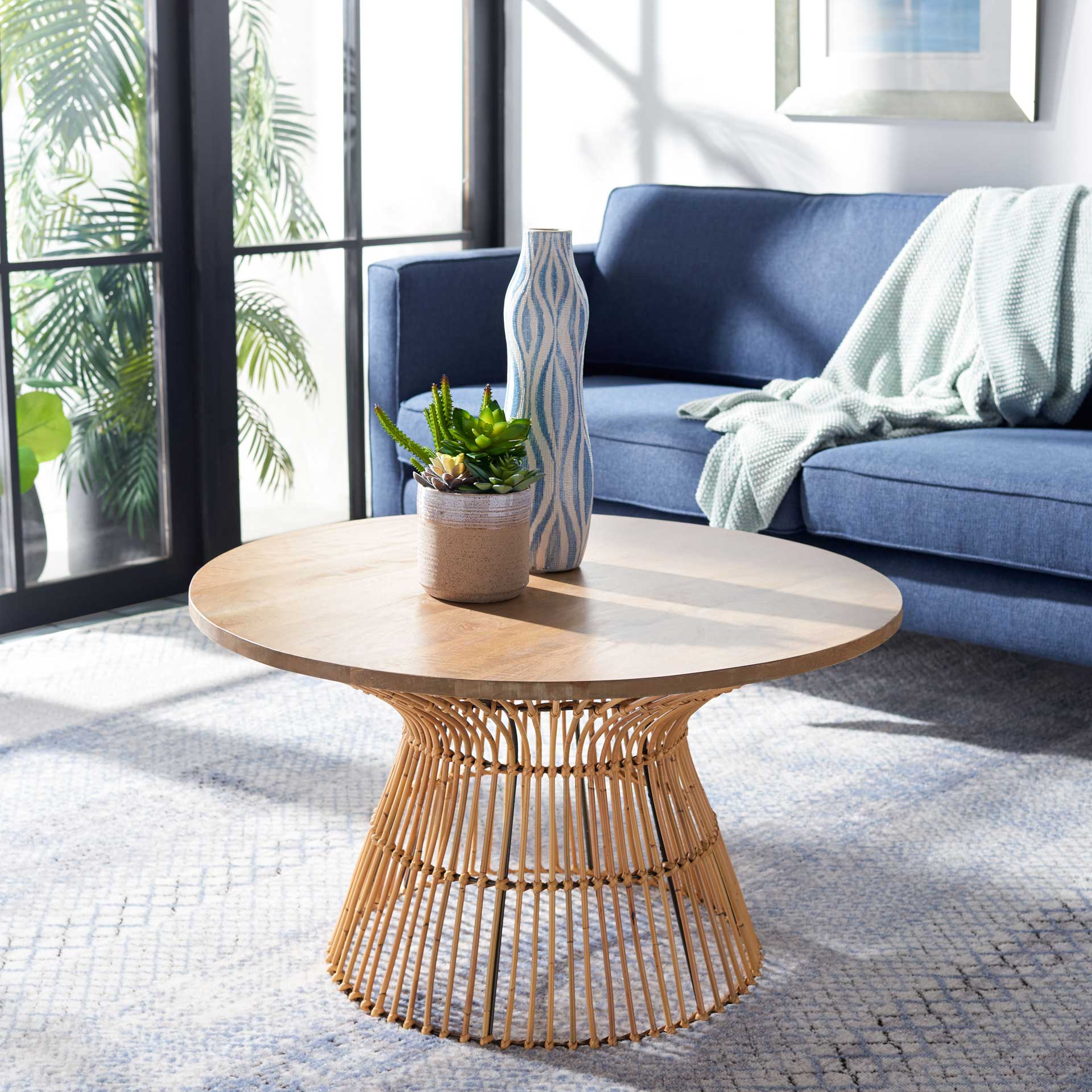 Whitley Round Coffee Table Natural/Black - Image 3
