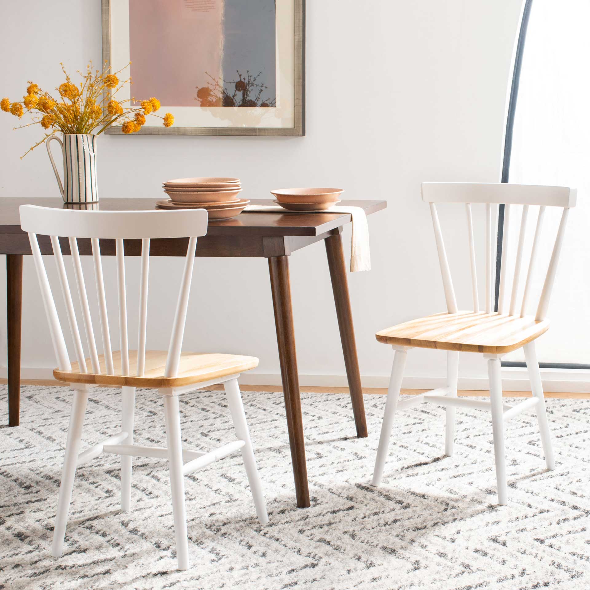 Wilder Spindle Back Dining Chair White/Natural (Set of 2) - Image 8