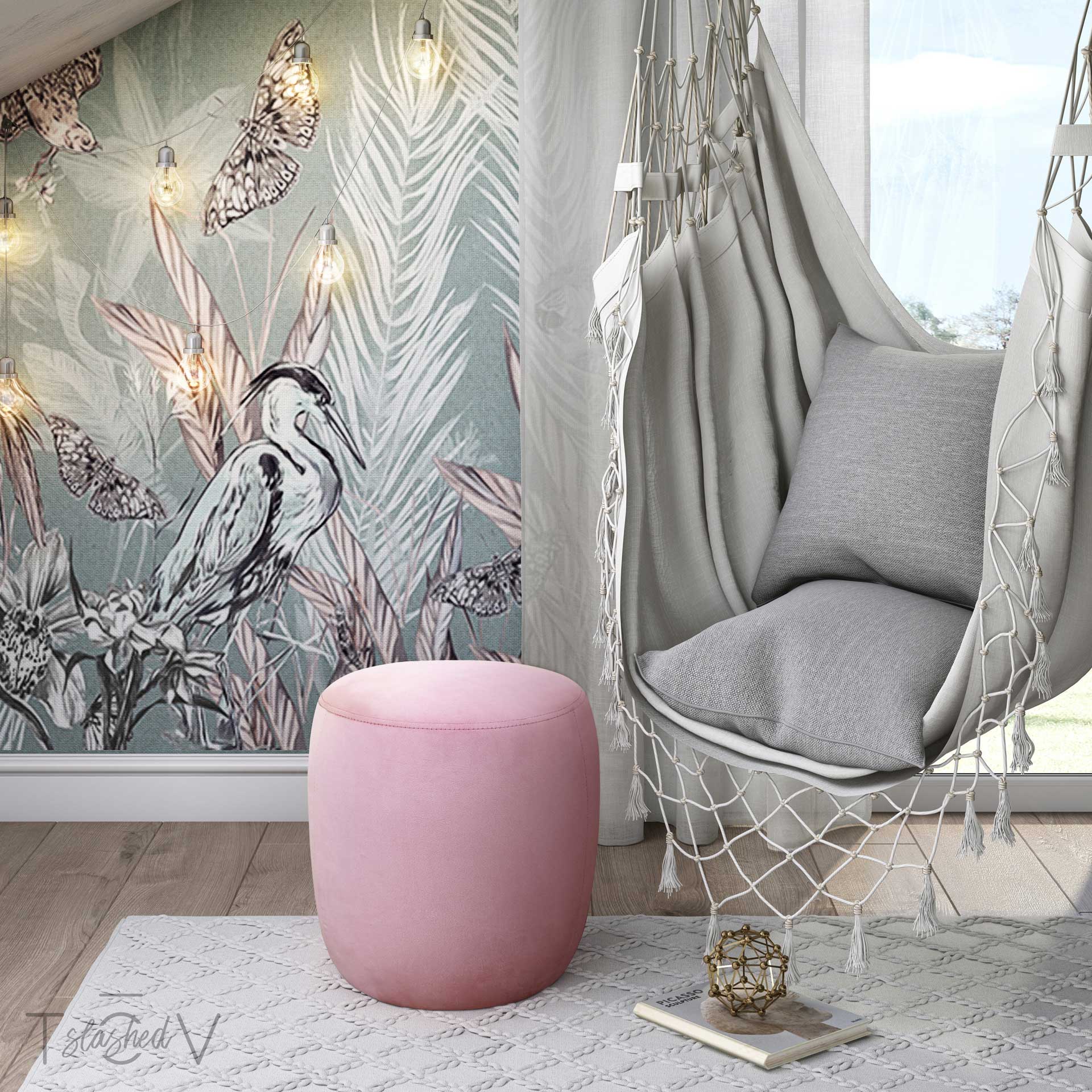 Wilder Velvet Ottoman Blush - Image 4