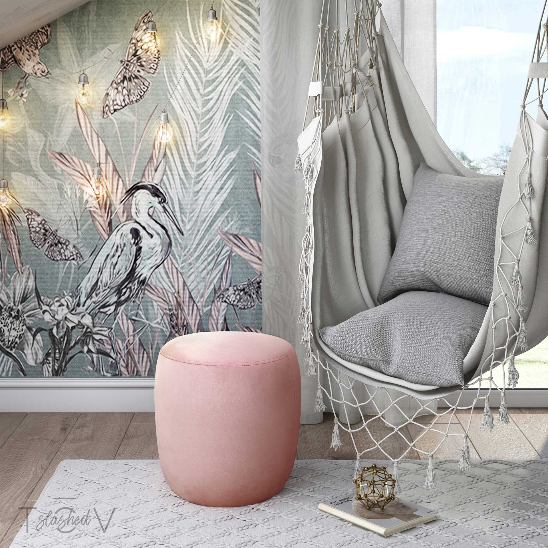 Wilder Velvet Ottoman Salmon - Image 5