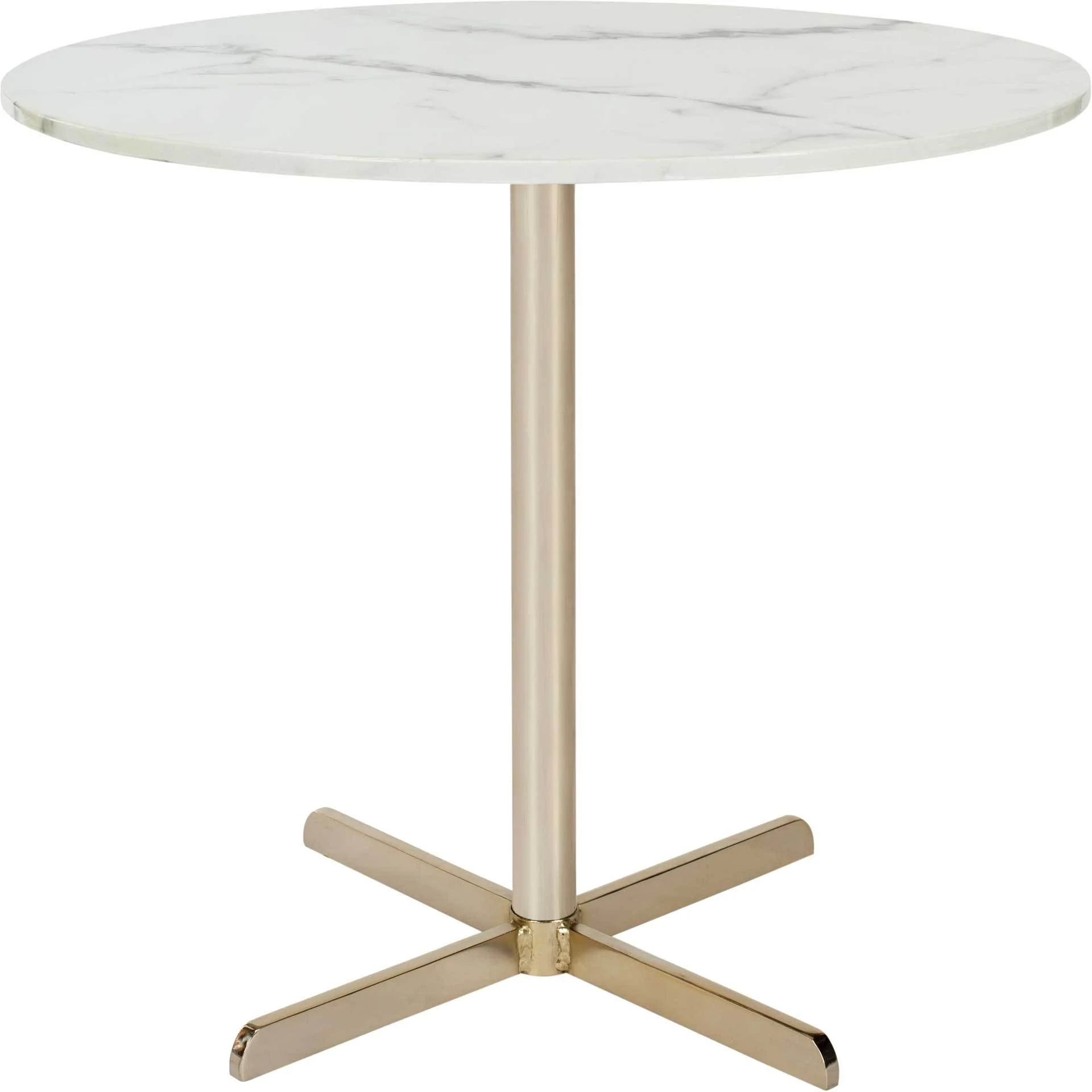 William Round Side Table White Marble/Brass - Image 2