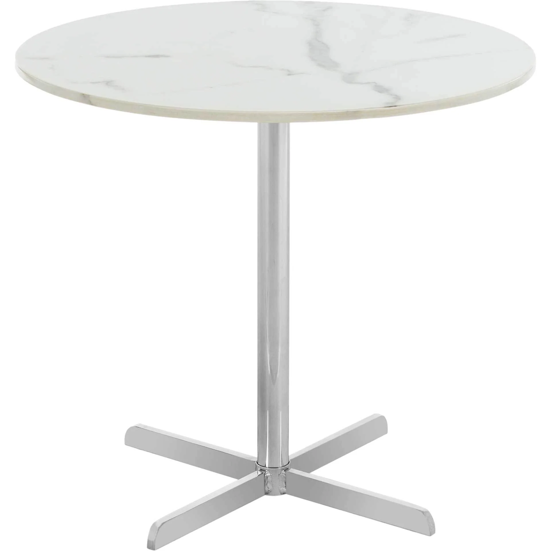 William Round Side Table White Marble/Chrome - Image 2