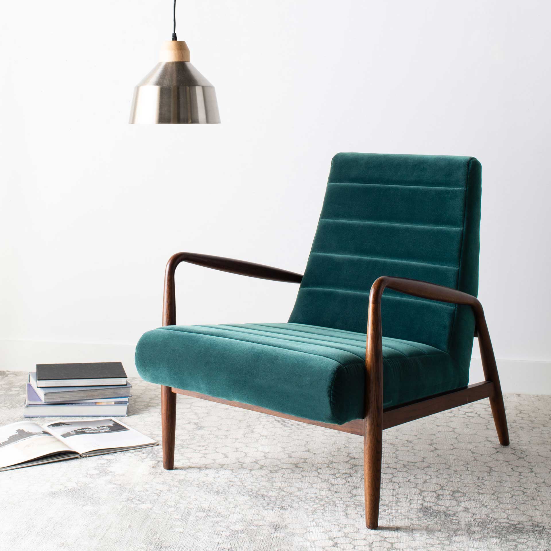 Wilson Channel Arm Chair Dark Teal/Dark Walnut - Image 4