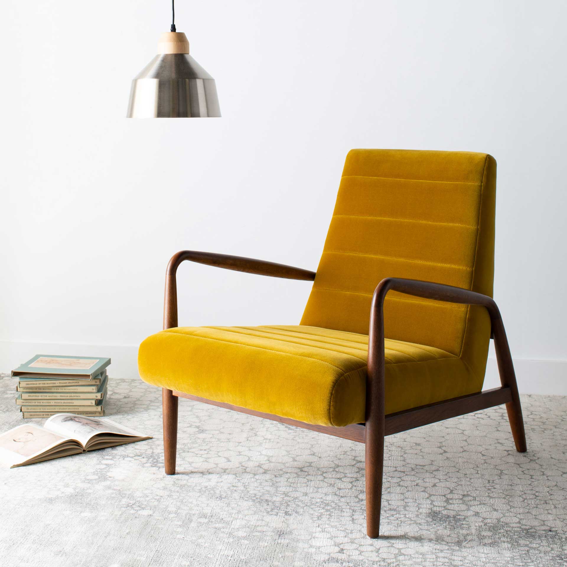 Wilson Channel Arm Chair Gold/Dark Walnut - Image 4