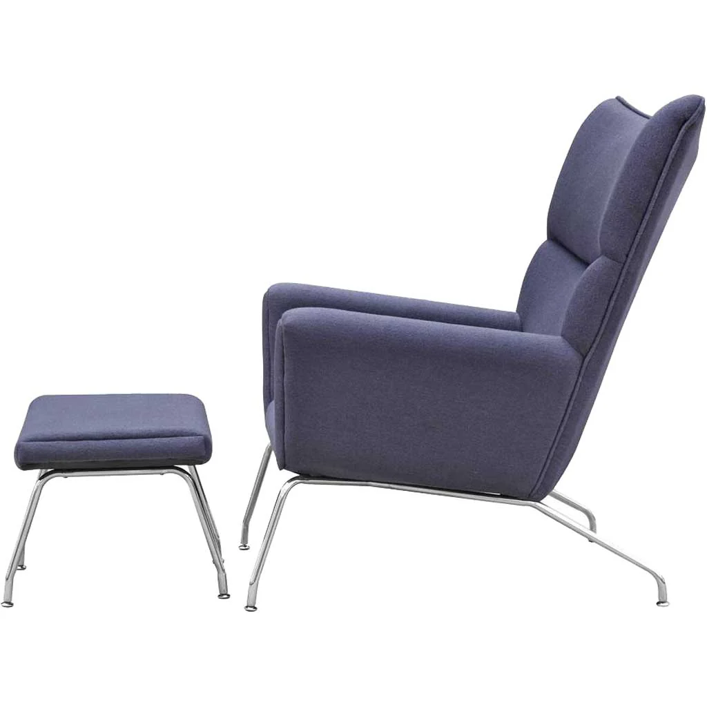 Wind Chair and Ottoman in Wool Gray - Image 4