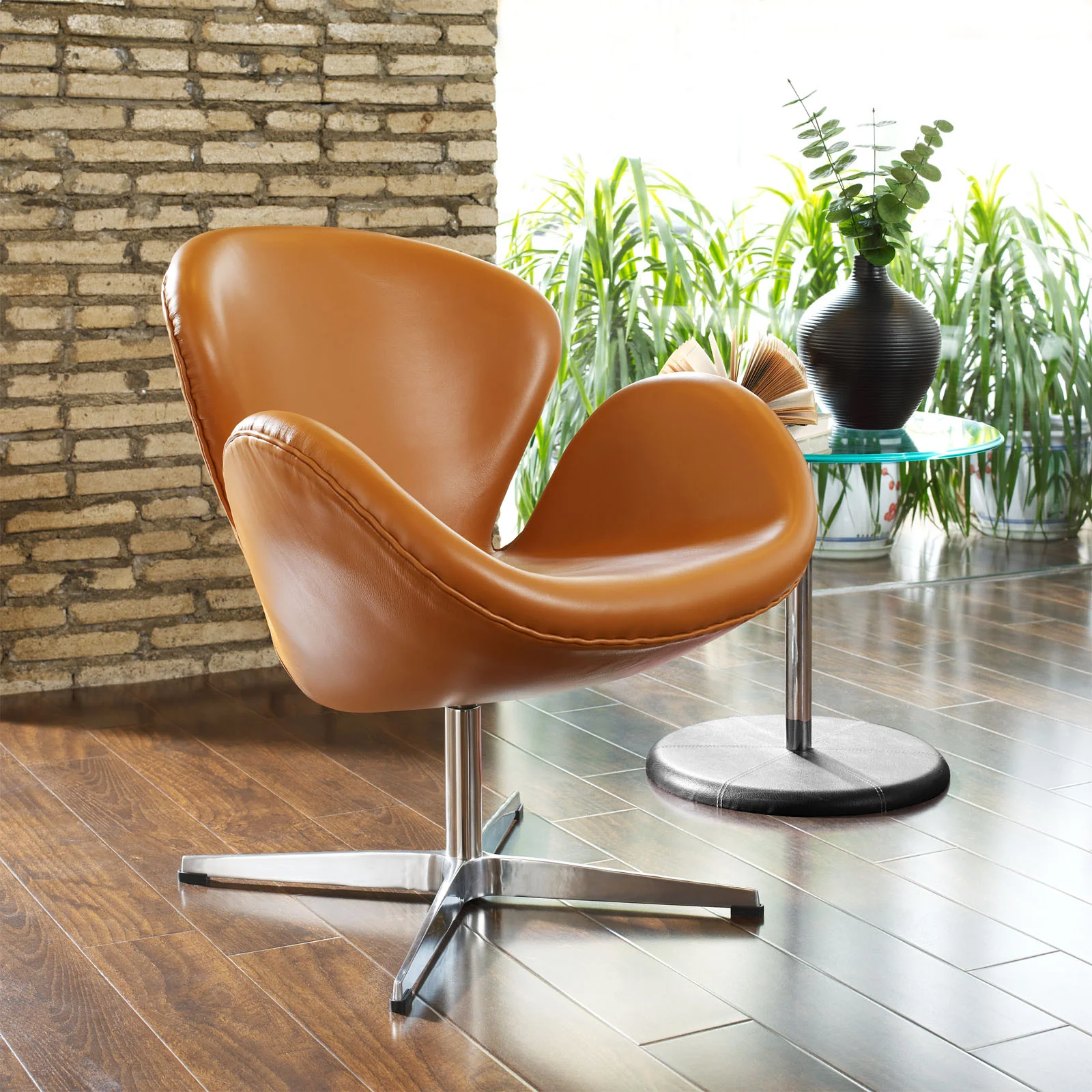 Wind Leather Lounge Chair Terracotta - Image 4