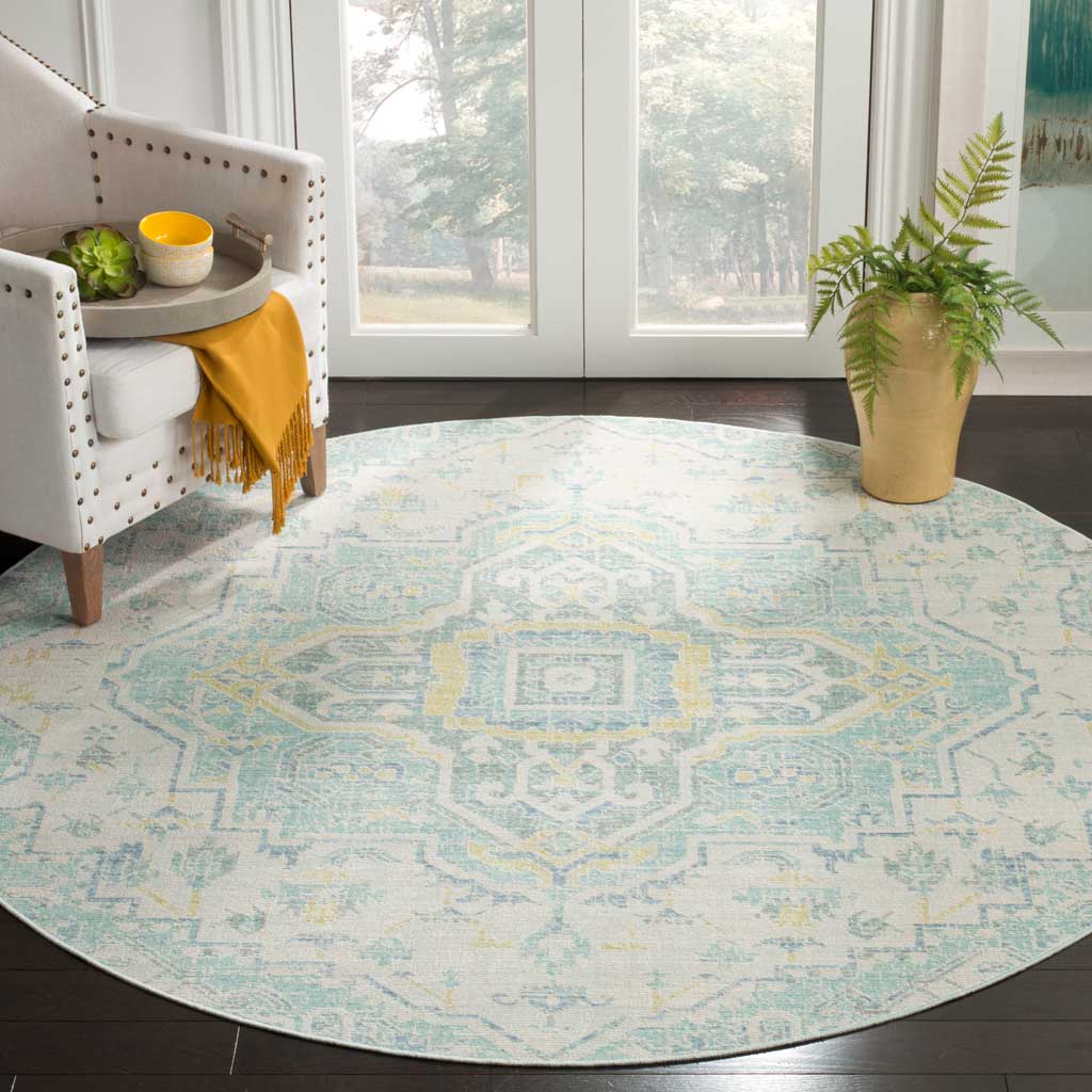 Windsor Light Gray/Seafoam Round Rug - Image 3