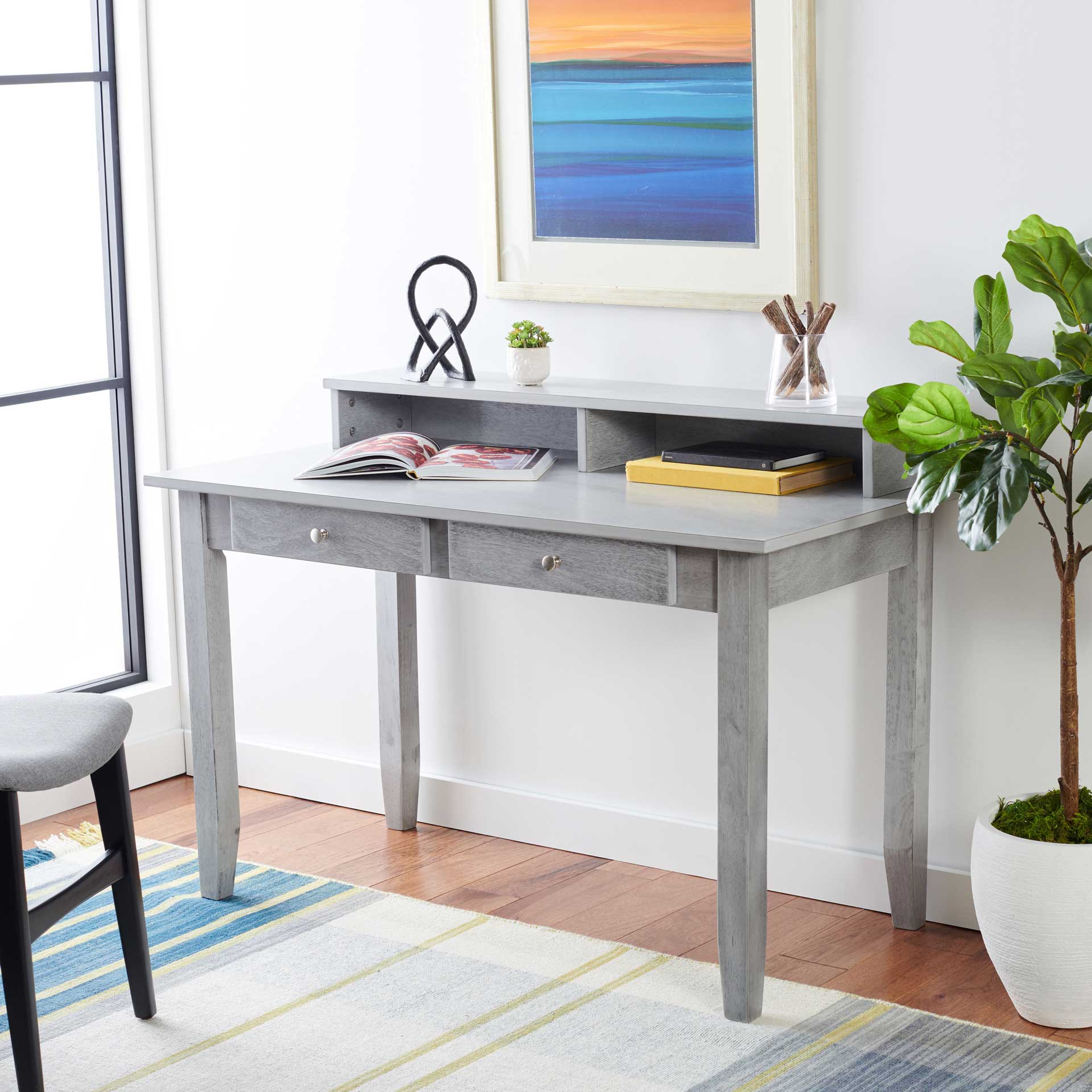 Winslet 2 Drawer Desk Dark Gray - Image 4