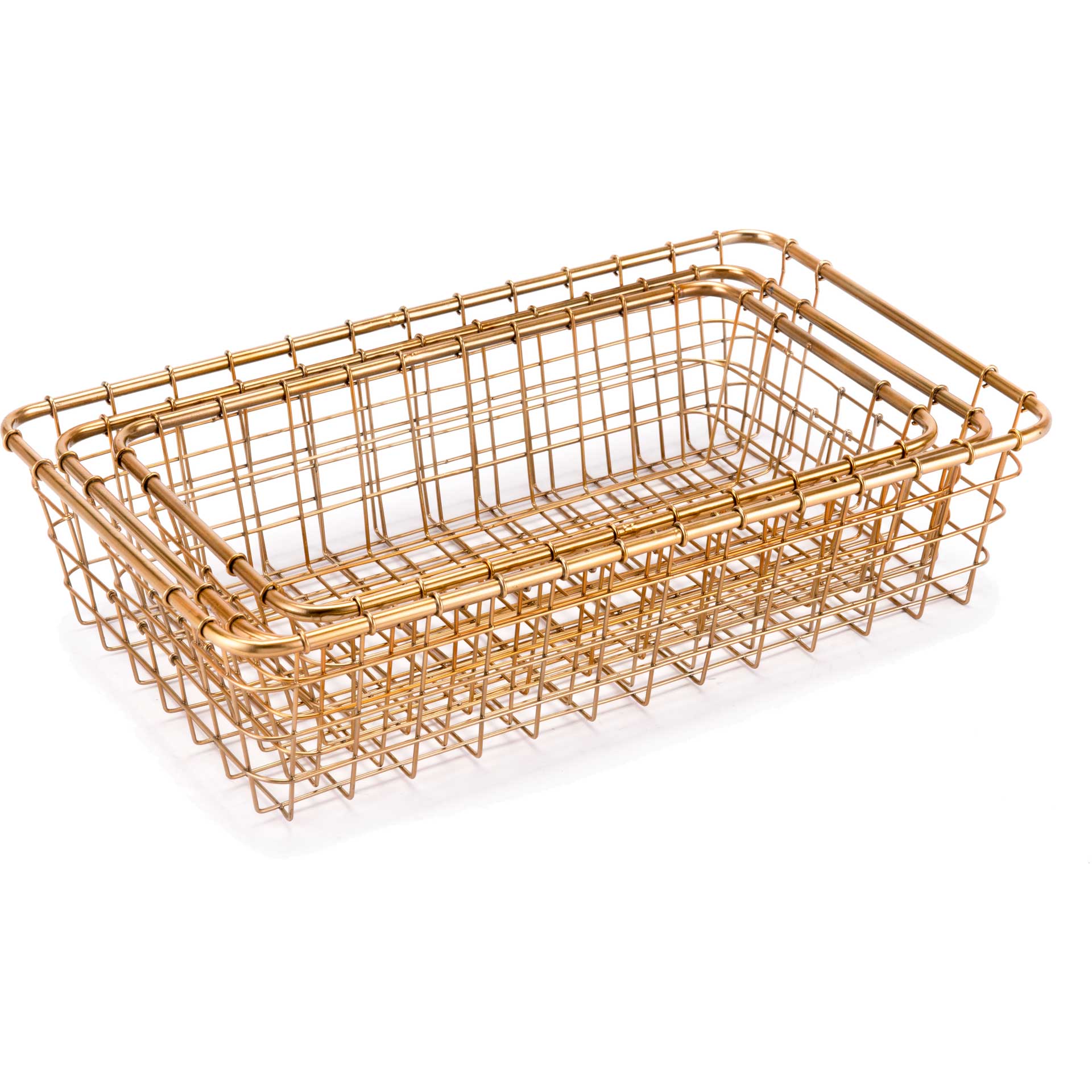 Wired Rectangular Basket Gold (Set of 3) - Image 3