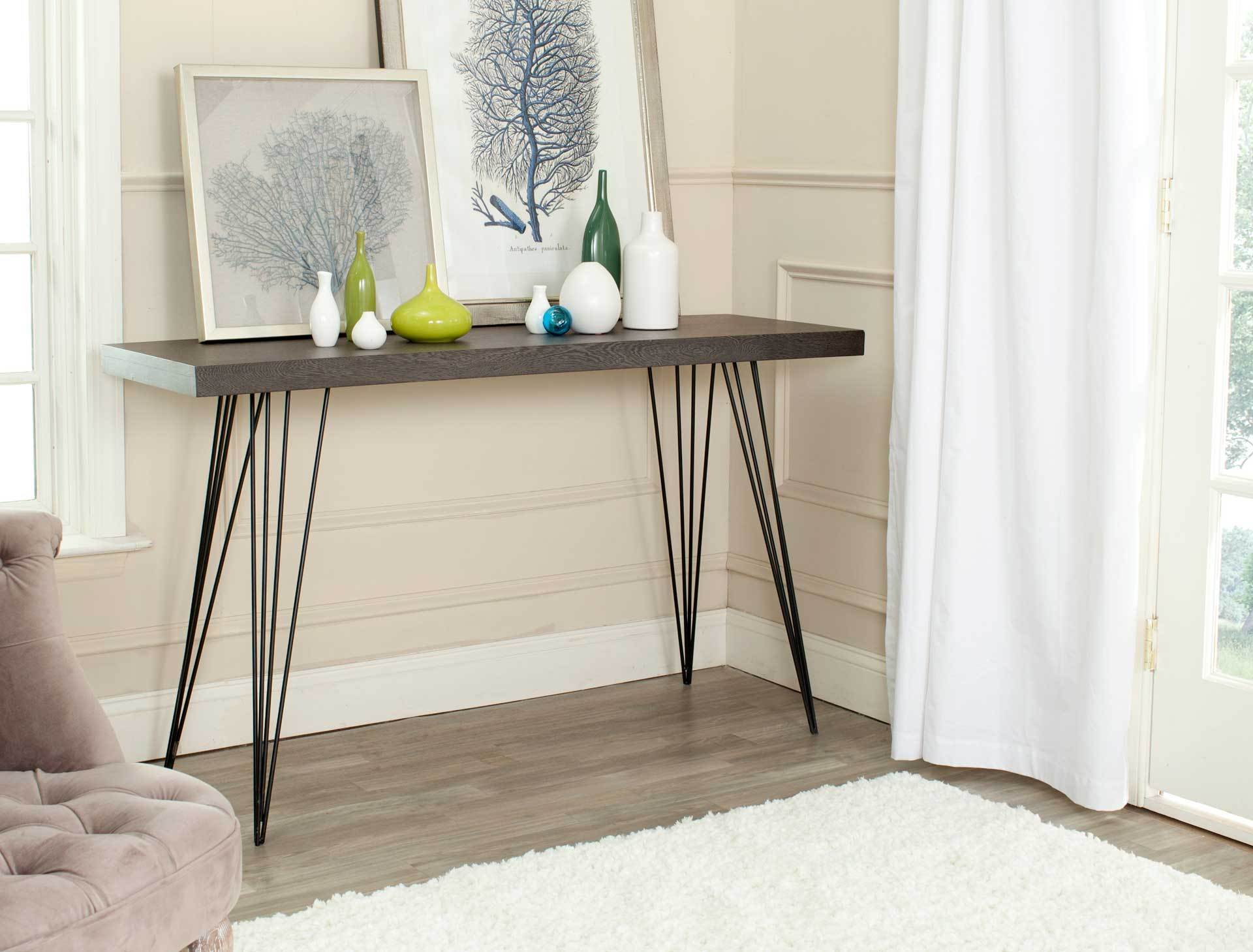Woven Lacquer Console Dark Brown - Image 3