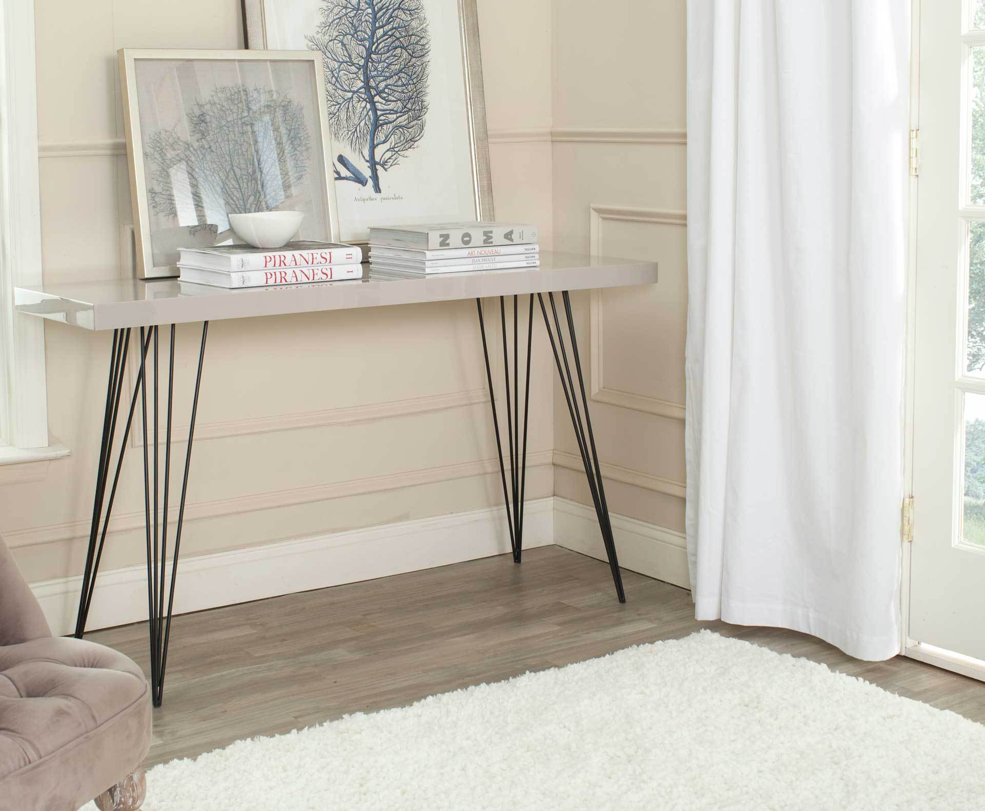 Woven Lacquer Console Taupe - Image 3