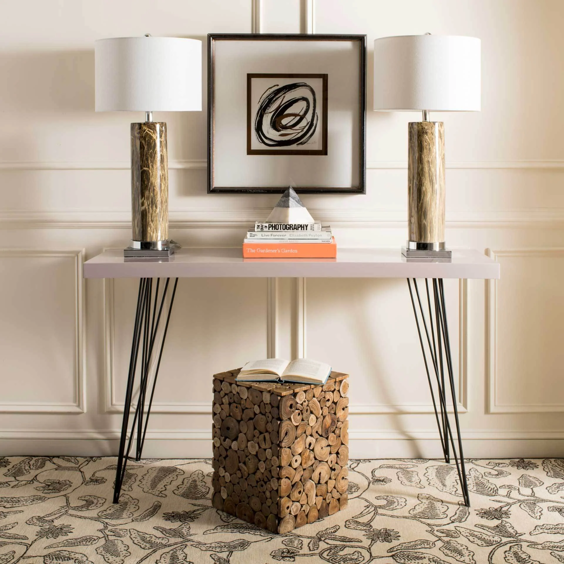 Woven Lacquer Console Taupe - Image 4