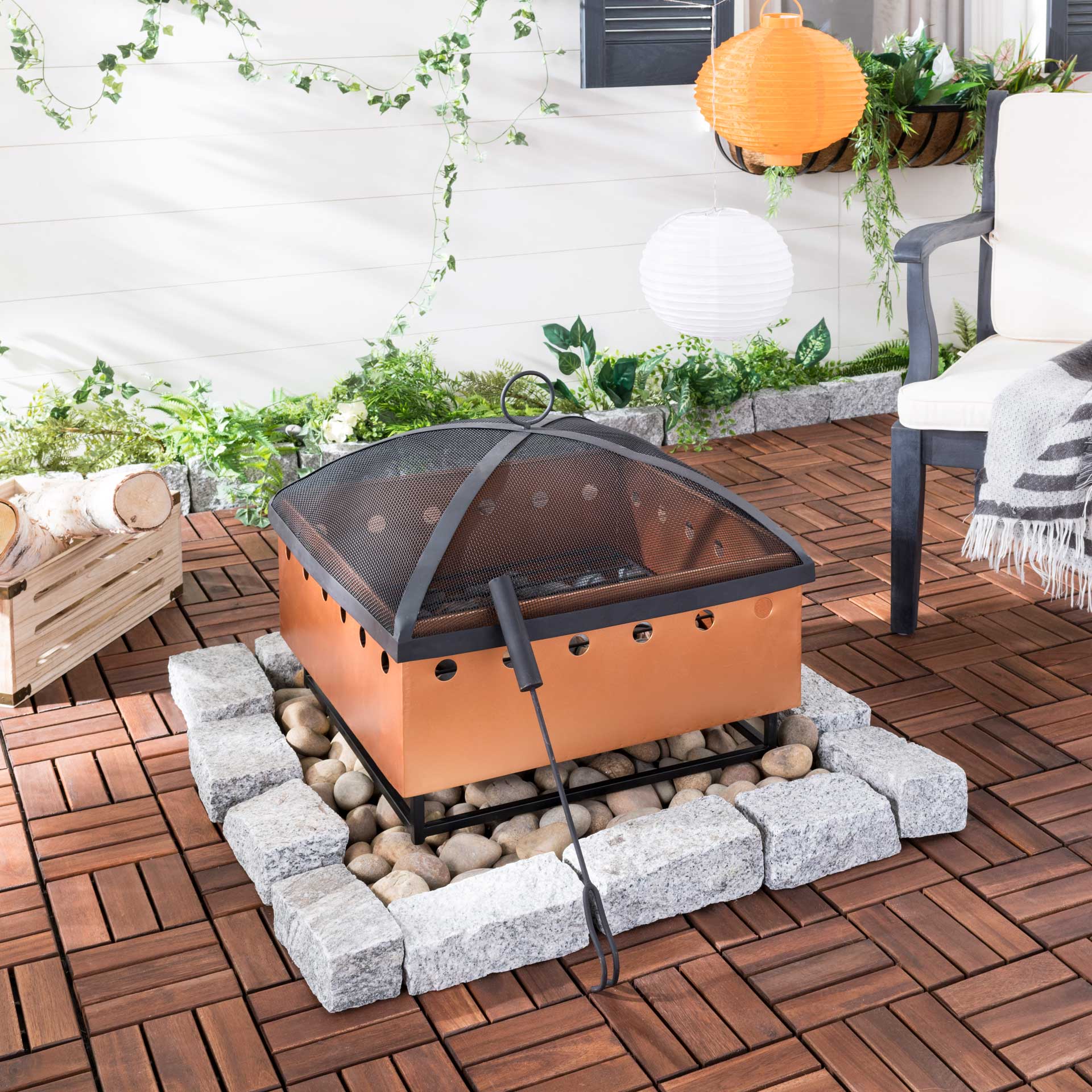 Wynne Square Fire Pit Copper/Black - Image 4