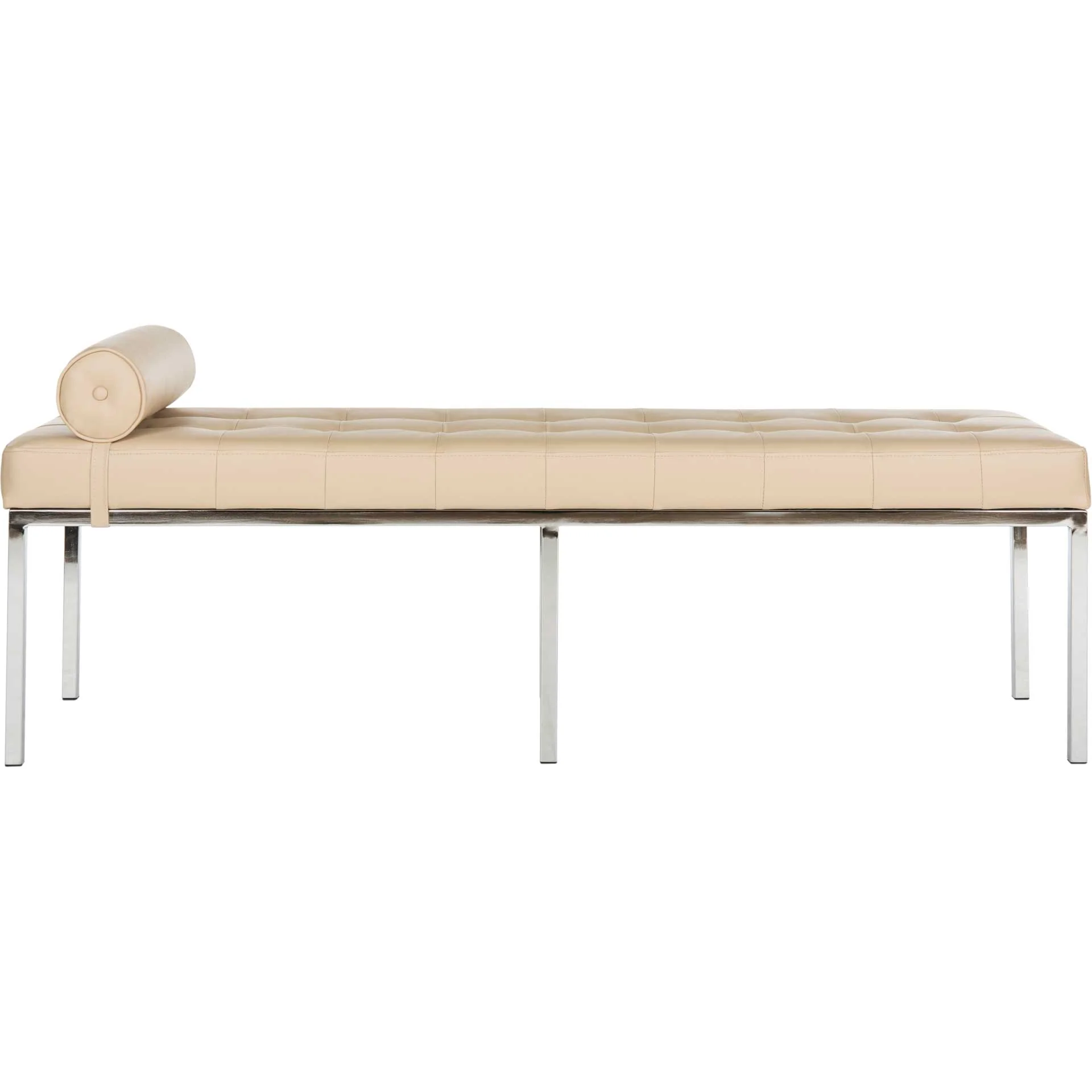 Xander Leather Tufted Bench With Pillow Beige - Image 2