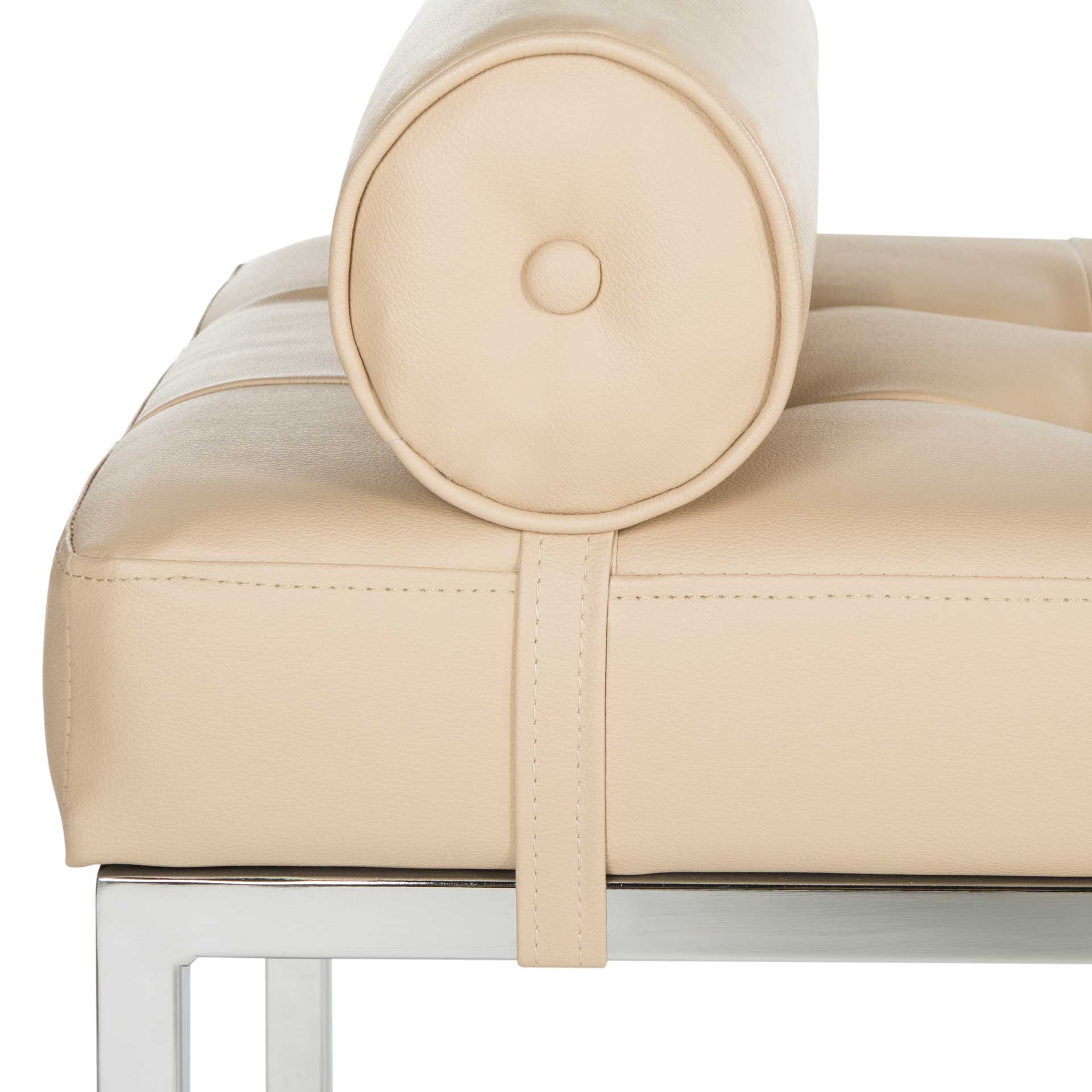 Xander Leather Tufted Bench With Pillow Beige - Image 3