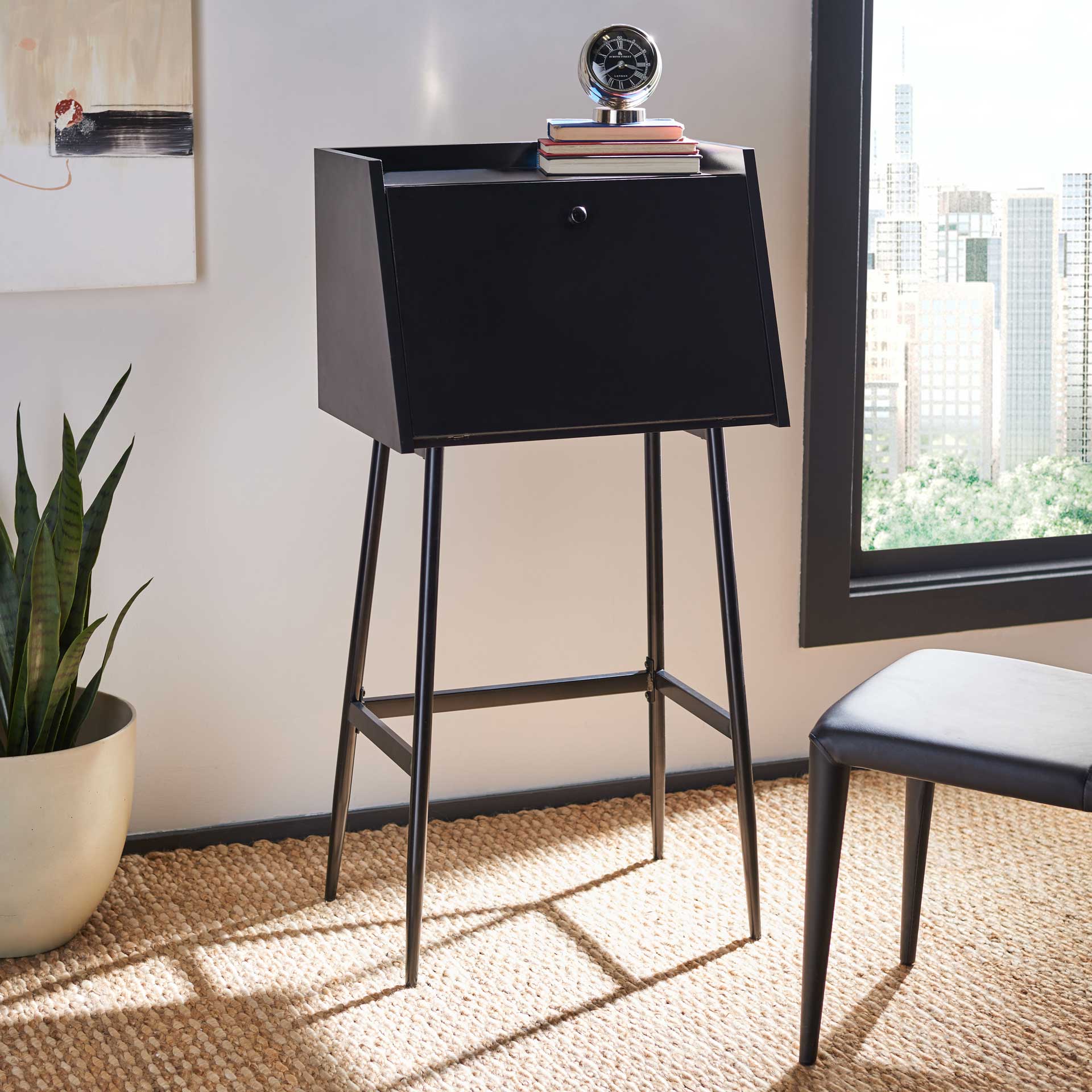 Xavier Modern Secretary Desk Black - Image 7