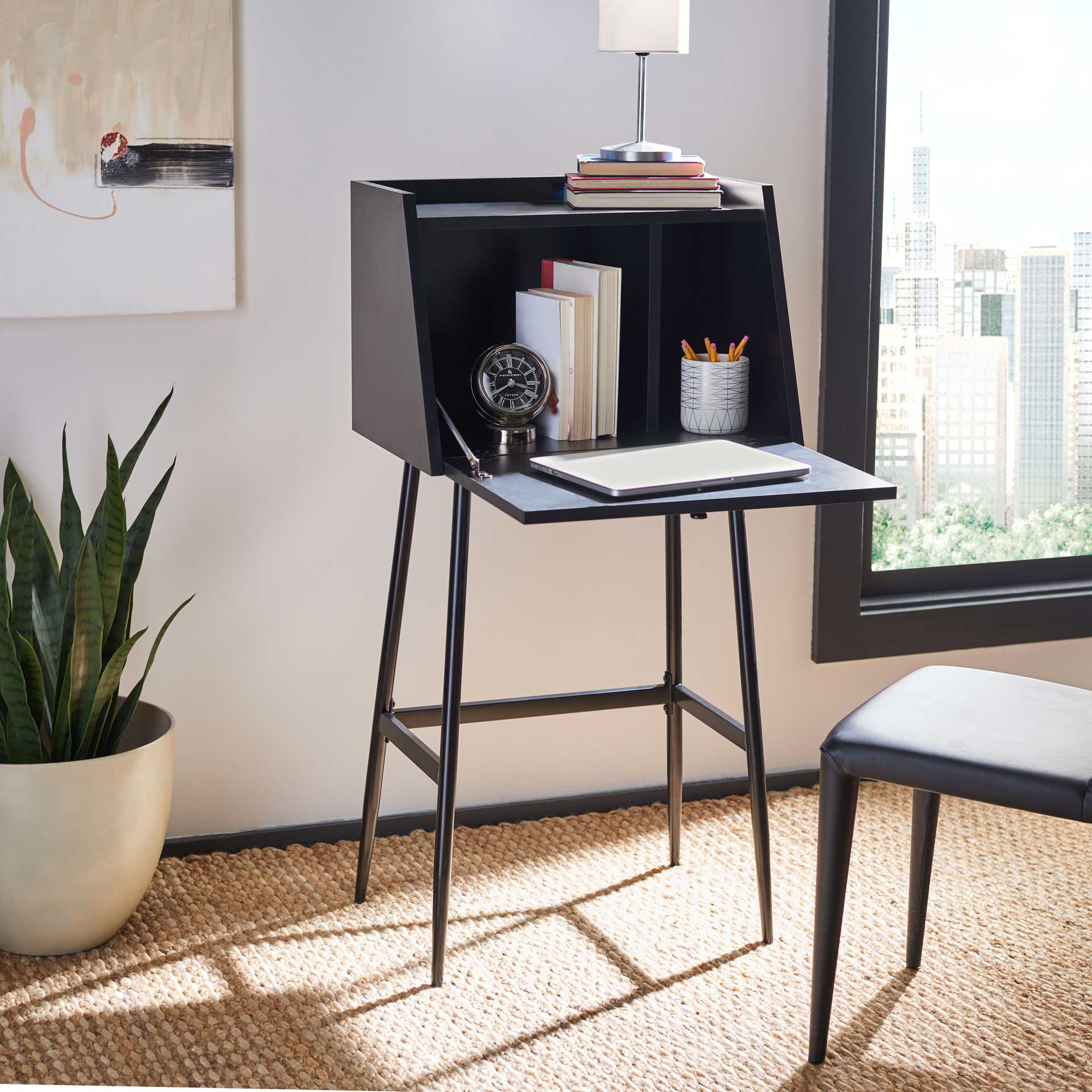 Xavier Modern Secretary Desk Black - Image 8