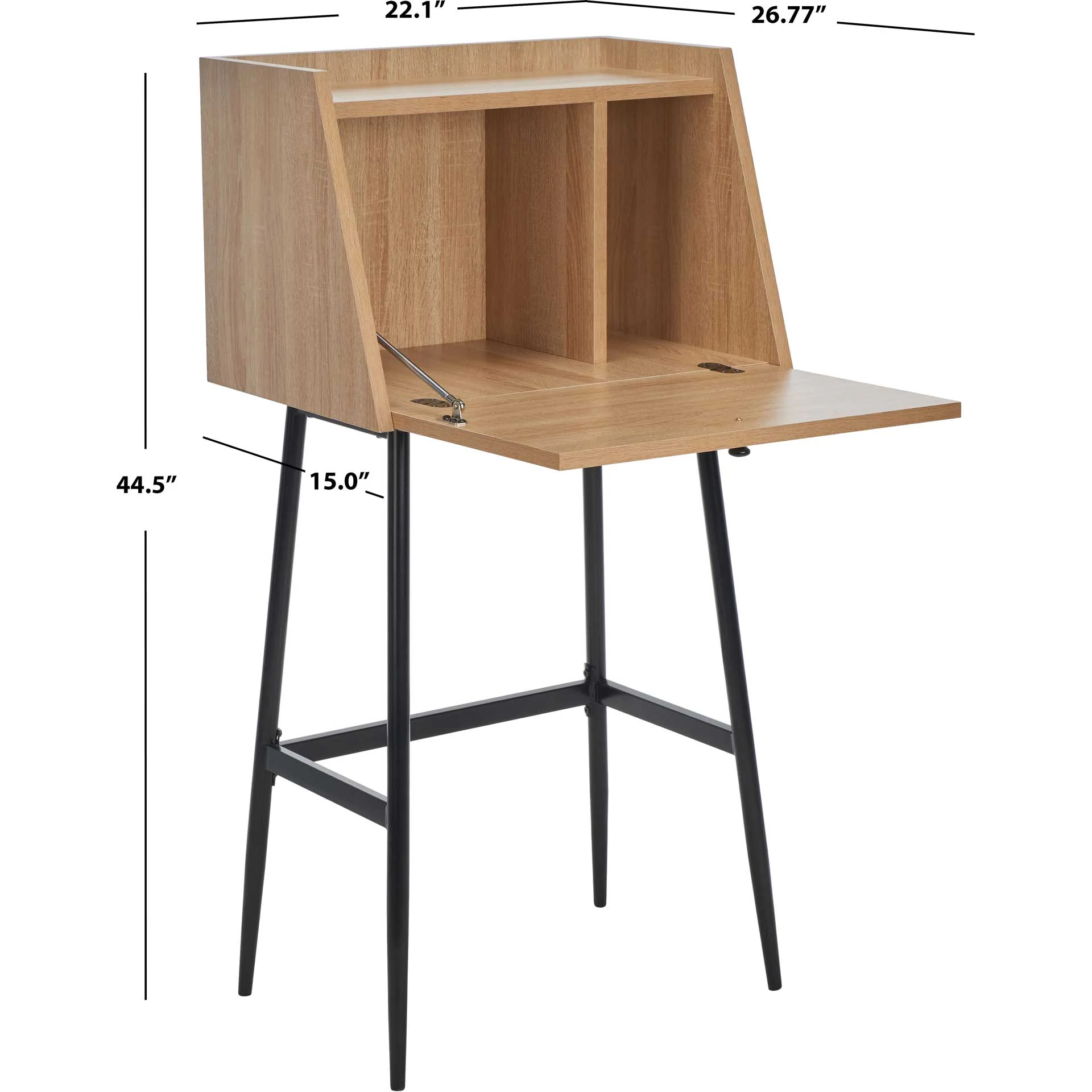 Xavier Modern Secretary Desk Natural/Black - Image 9