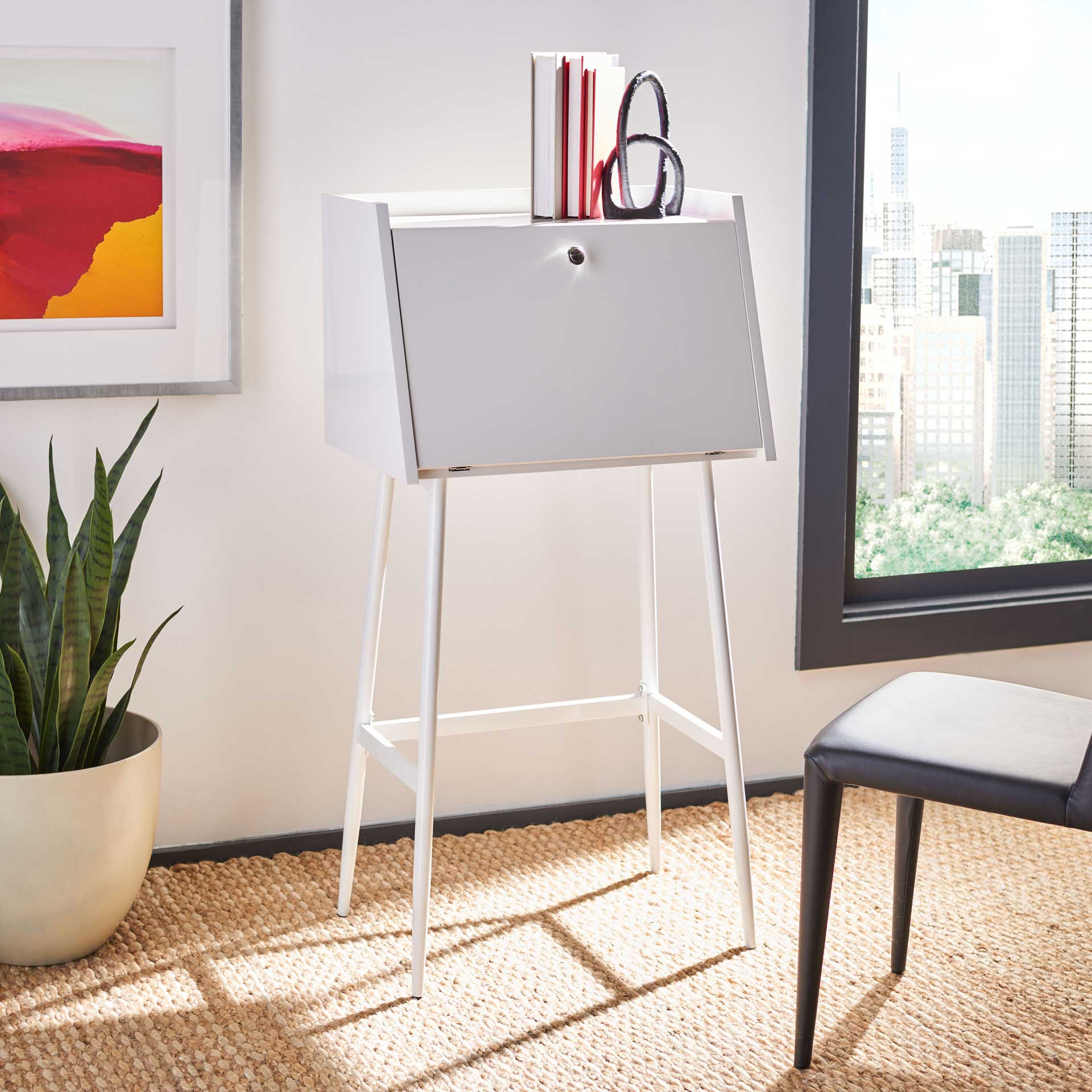 Xavier Modern Secretary Desk White/White - Image 7