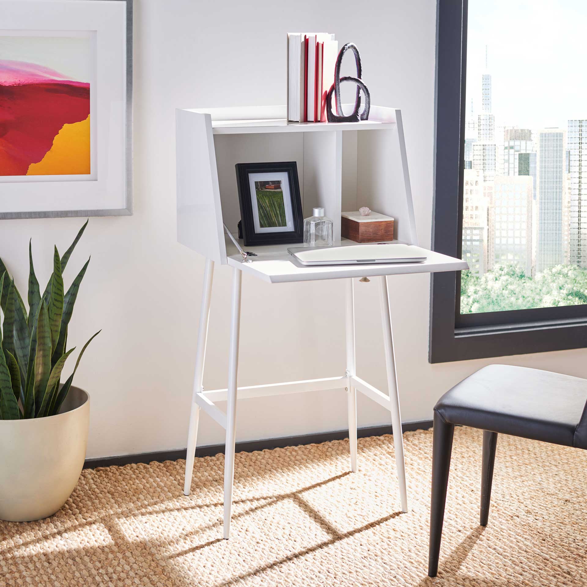 Xavier Modern Secretary Desk White/White - Image 8