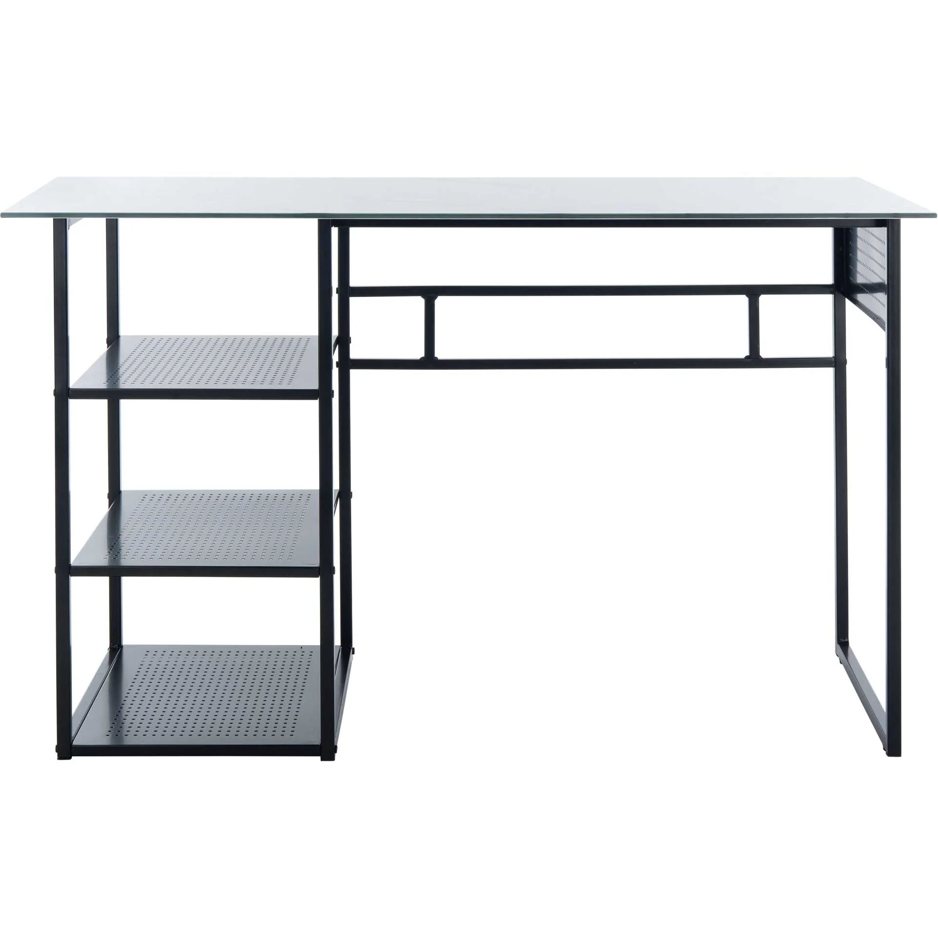 Xylia 3 Shelf Glass Top Desk White/Black - Image 2