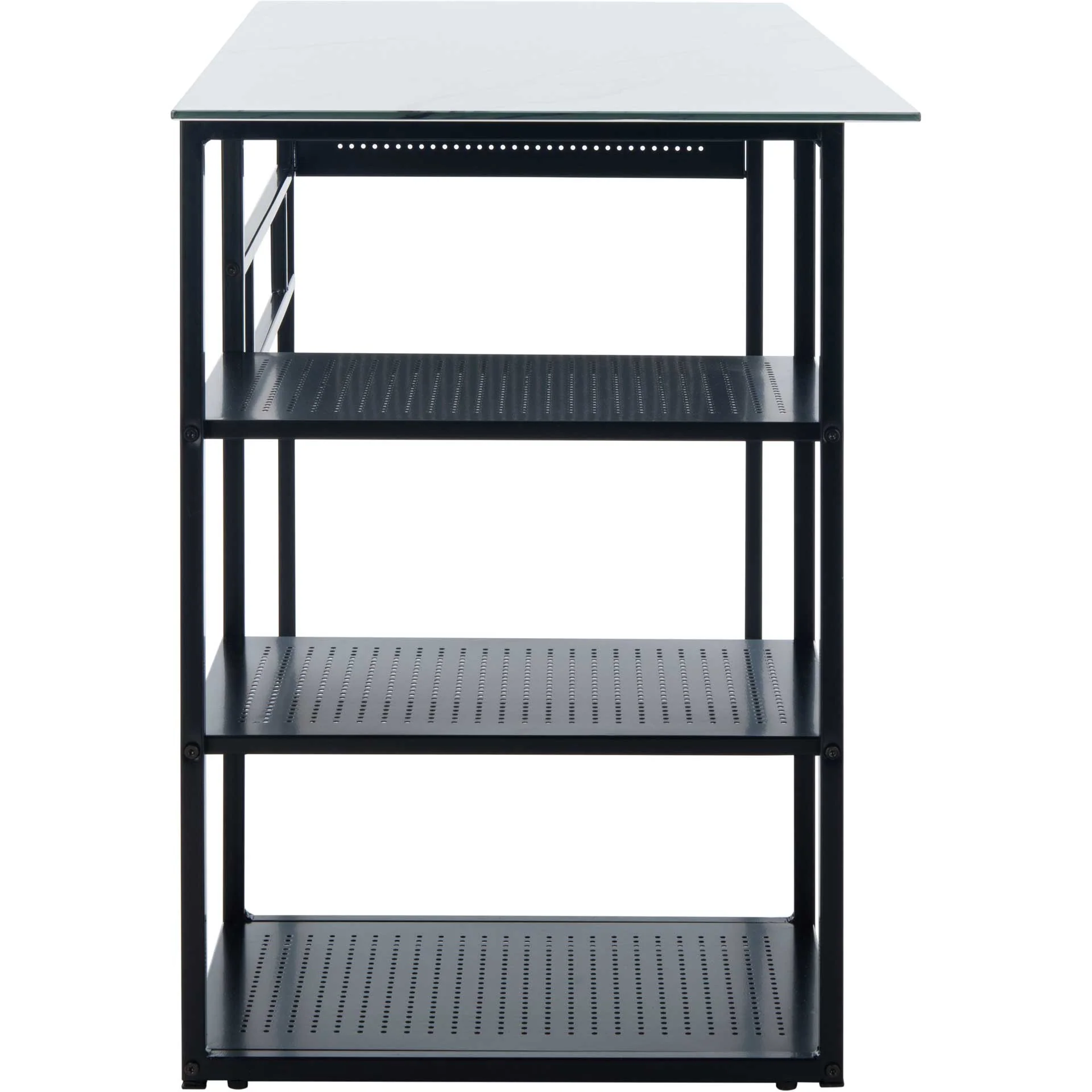 Xylia 3 Shelf Glass Top Desk White/Black - Image 3