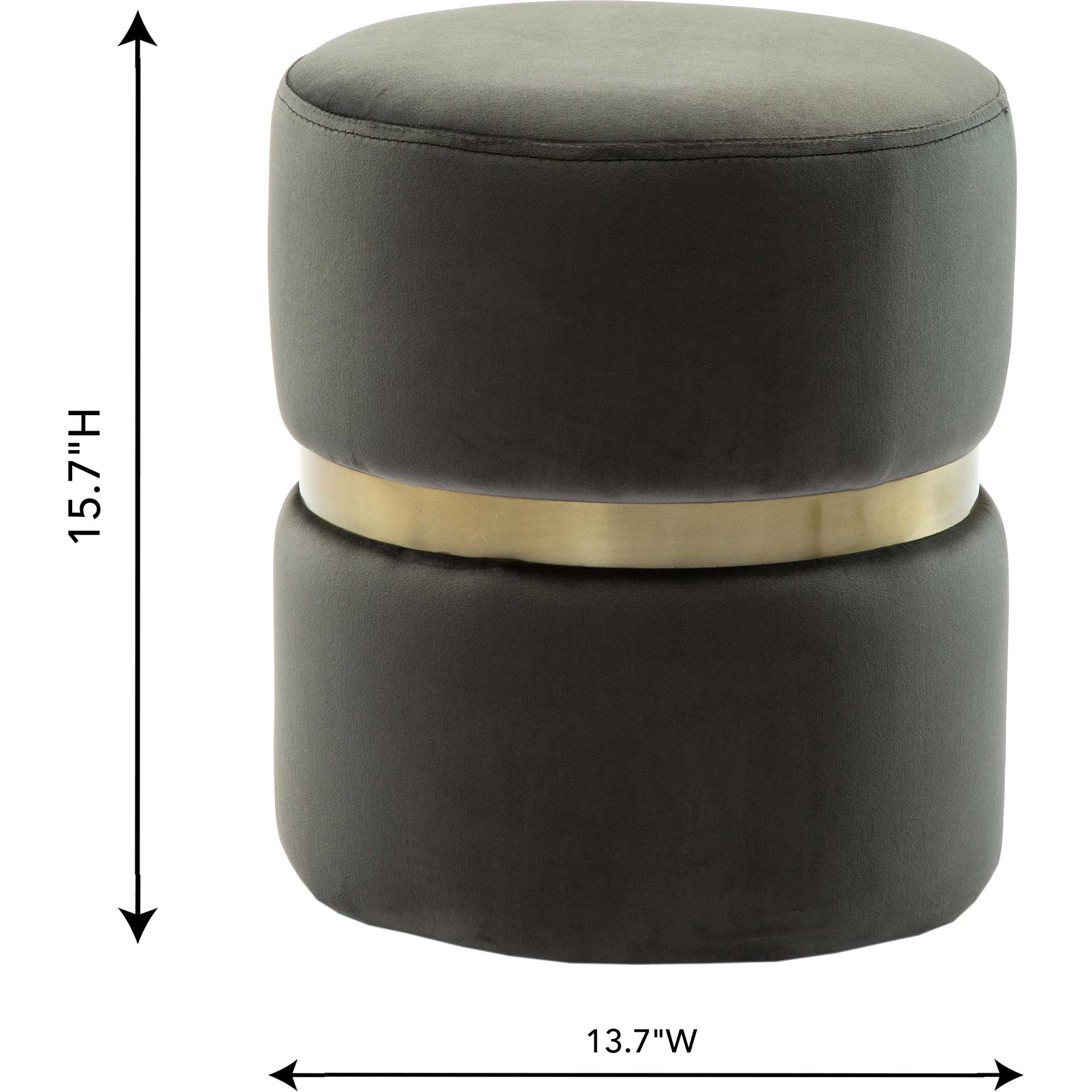 Yahia Velvet Ottoman Gray - Image 4