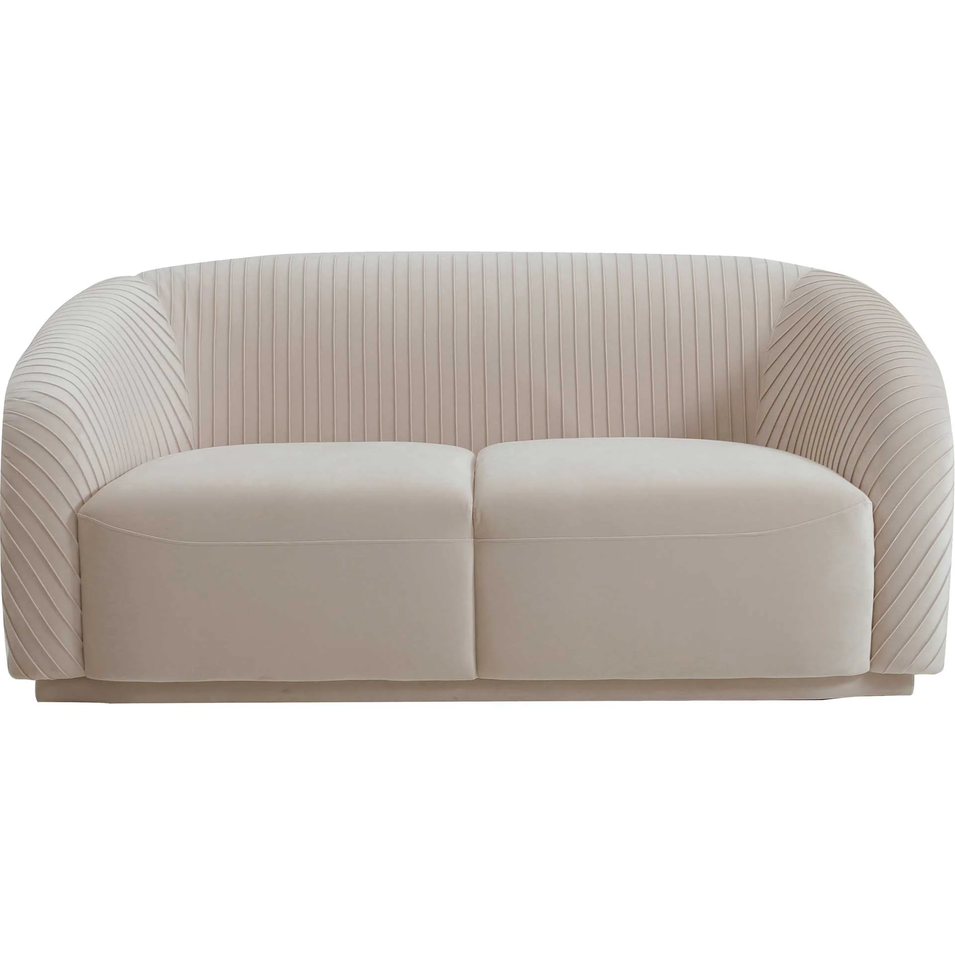 Yandel Pleated Velvet Loveseat Beige - Image 2