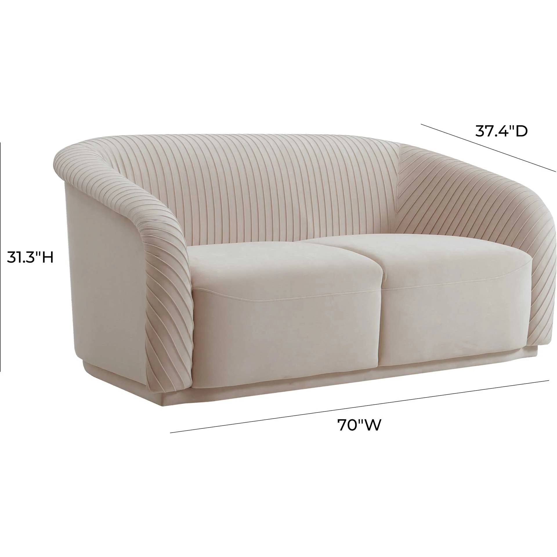 Yandel Pleated Velvet Loveseat Beige - Image 5