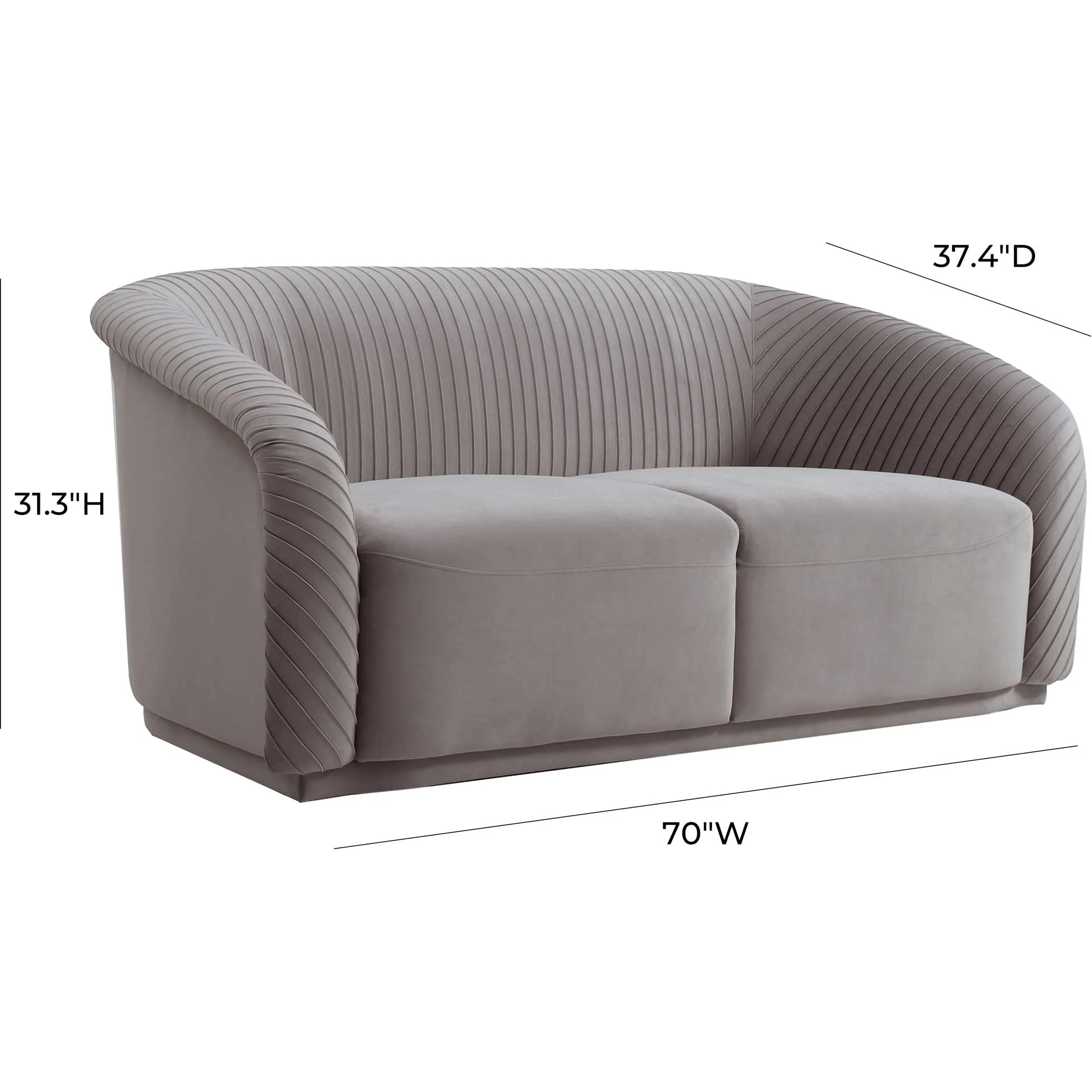 Yandel Pleated Velvet Loveseat Gray - Image 5