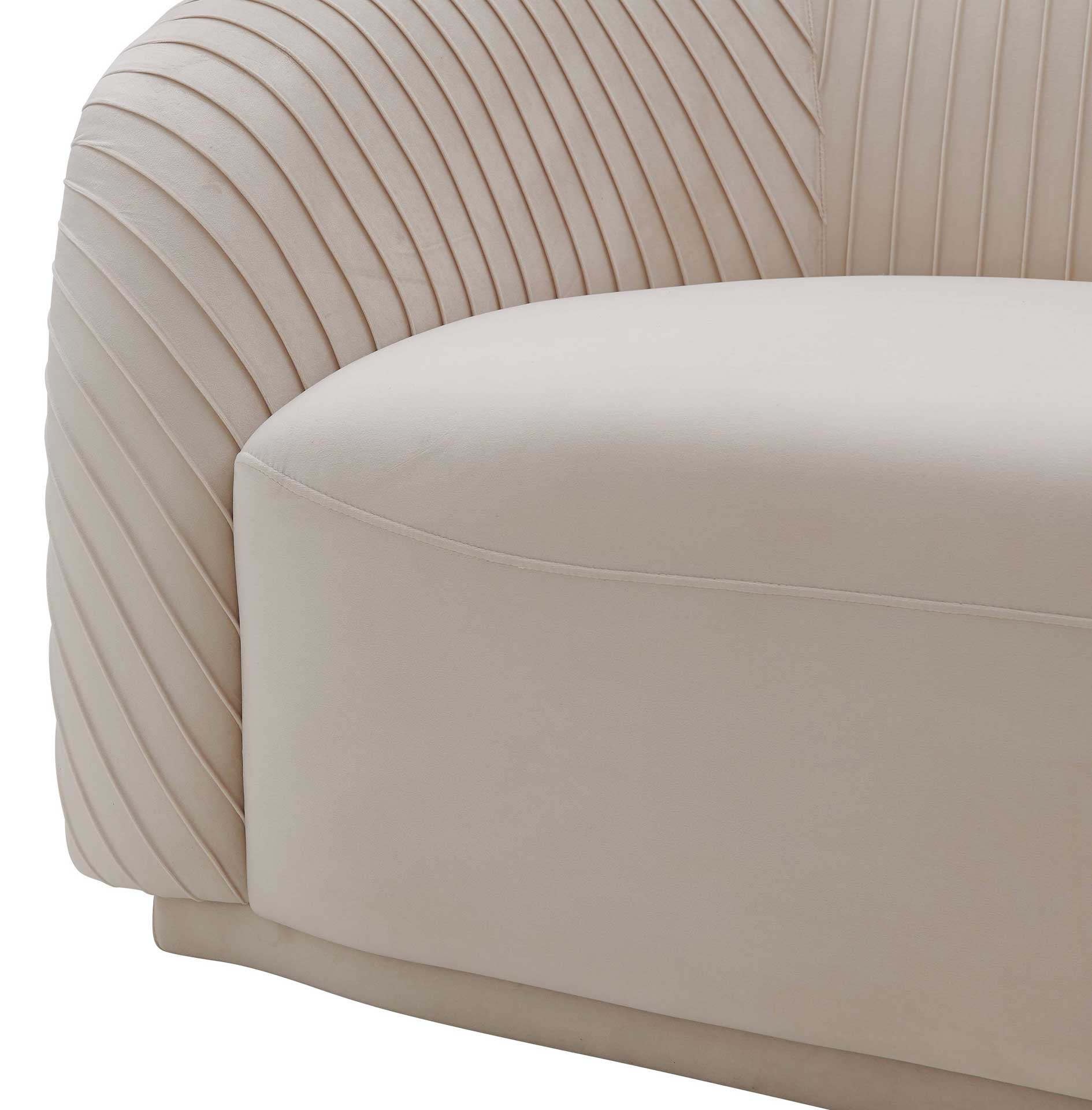 Yandel Pleated Velvet Sofa Beige - Image 4