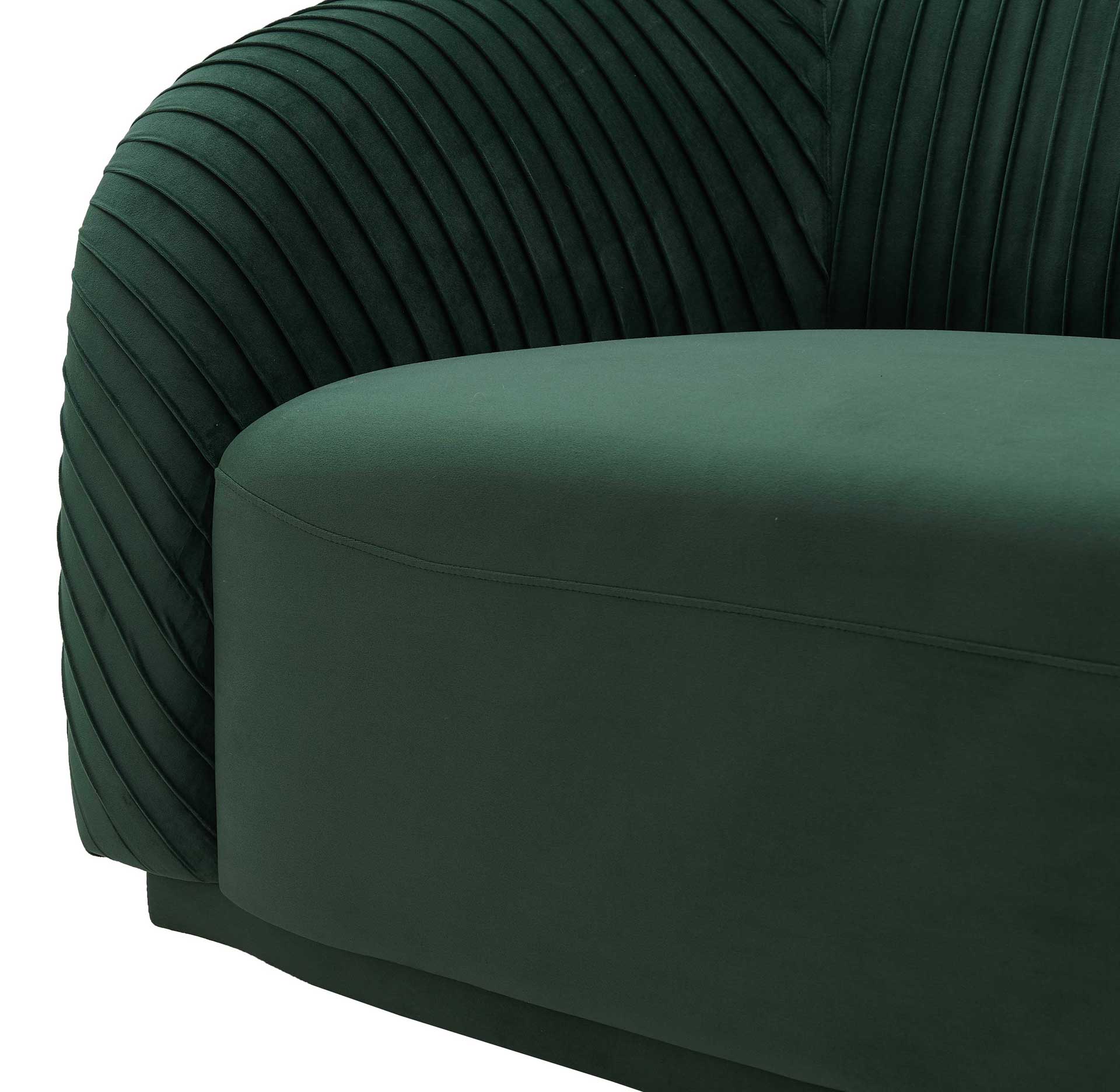 Yandel Pleated Velvet Sofa Forest Green - Image 4