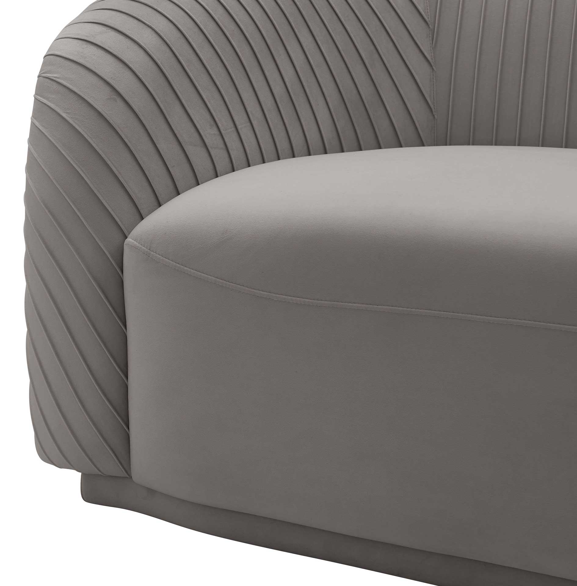 Yandel Pleated Velvet Sofa Gray - Image 4