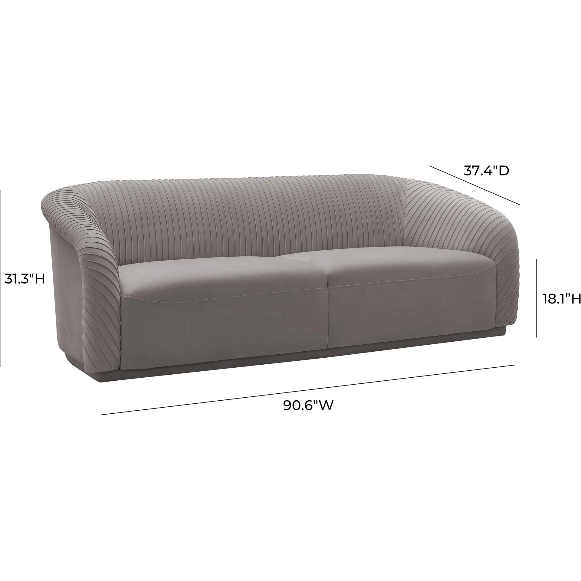 Yandel Pleated Velvet Sofa Gray - Image 6