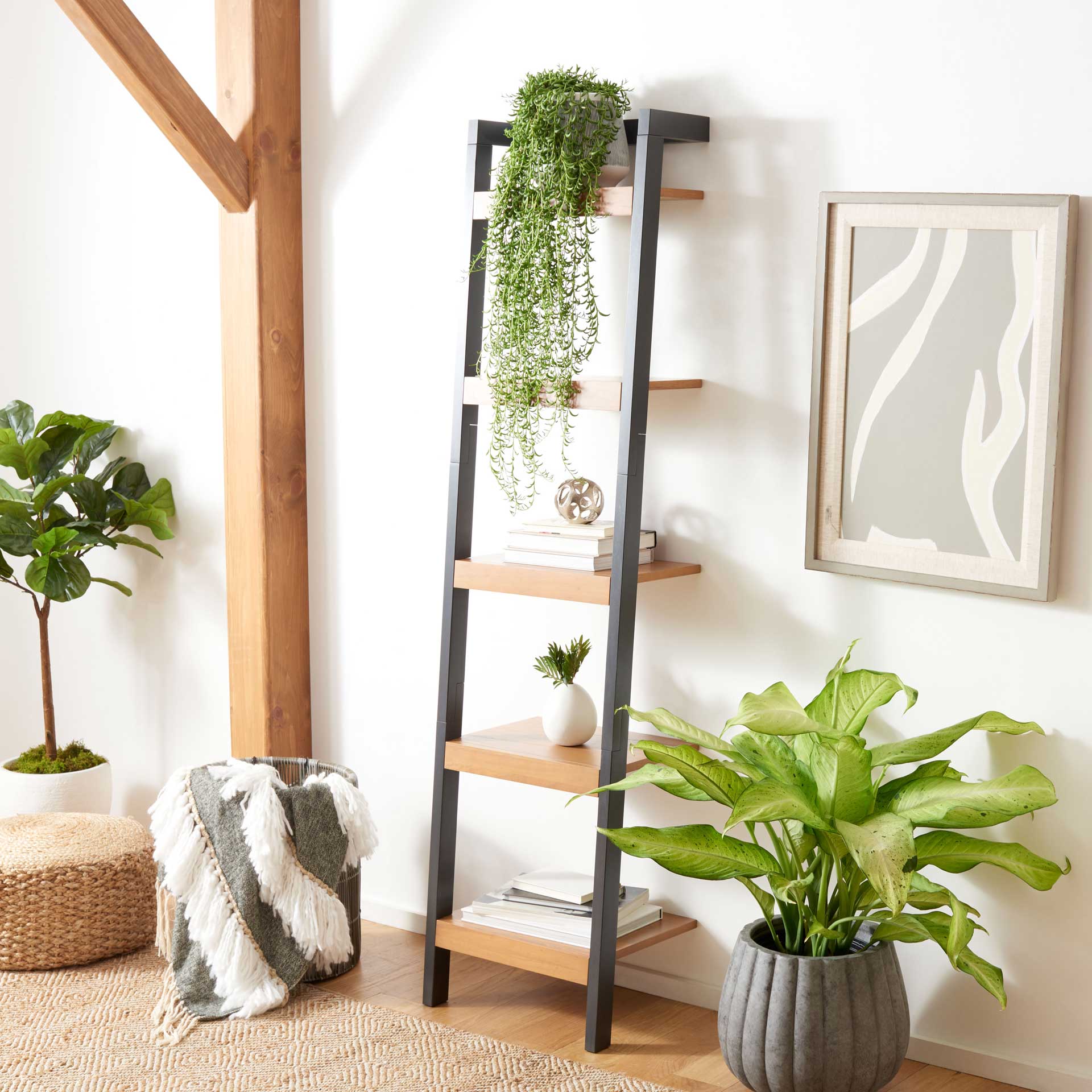 Yara 5 Tier Leaning Etagere Natural/Charcoal - Image 6