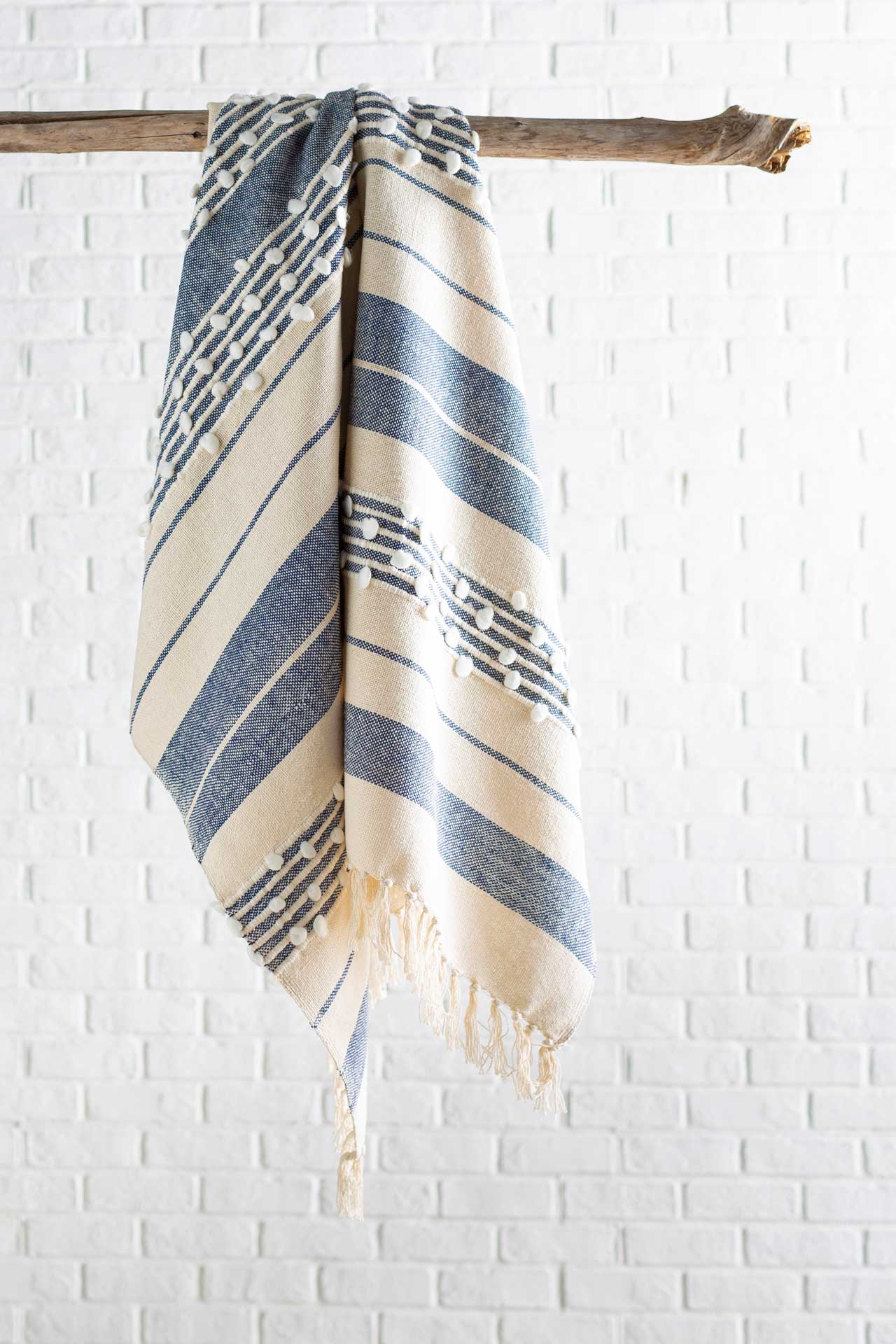 Yemariam Throw Navy/White/Cream - Image 4