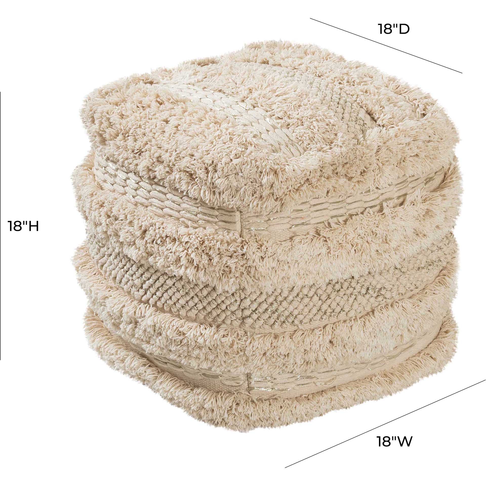Yoali Cotton Pouf Beige - Image 4
