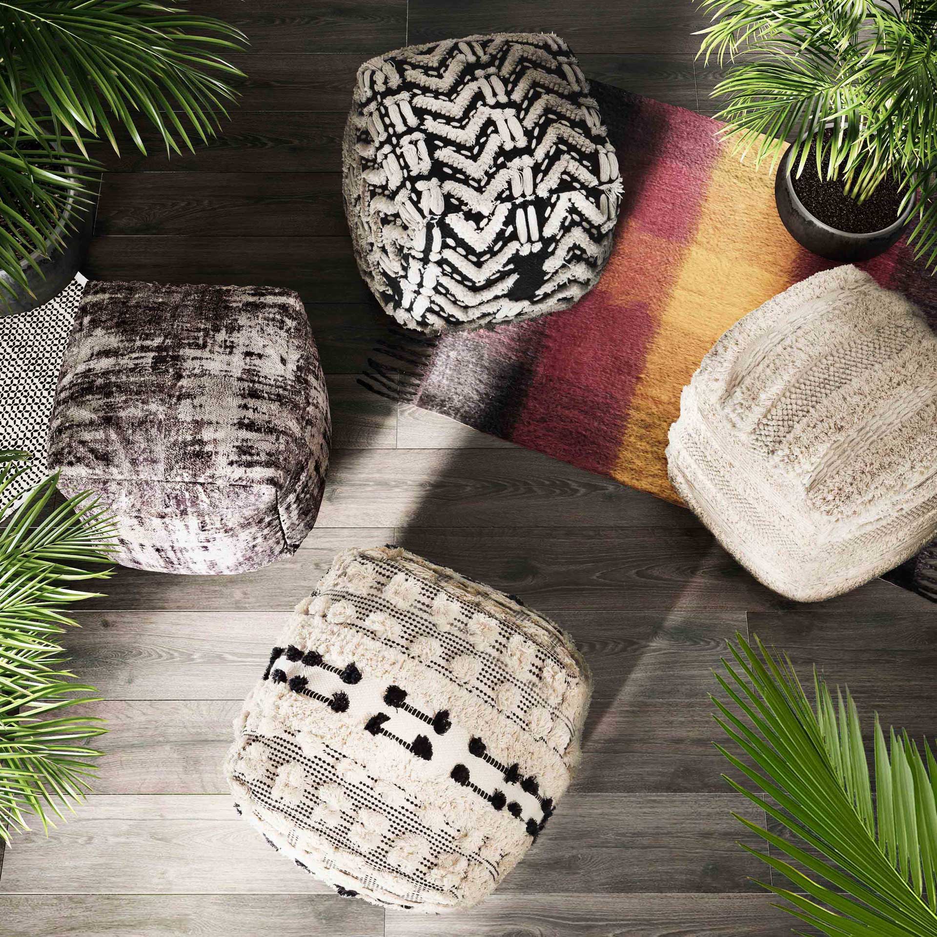 Yoali Cotton Pouf Beige - Image 5