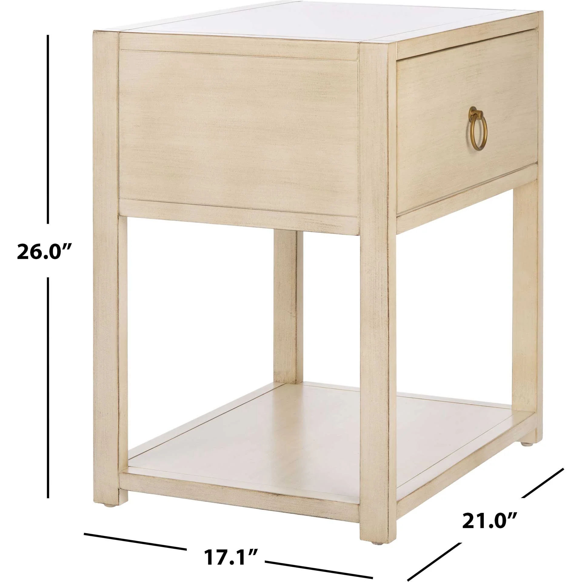 Yuan 1 Drawer 1 Shelf Nightstand Antique White - Image 9