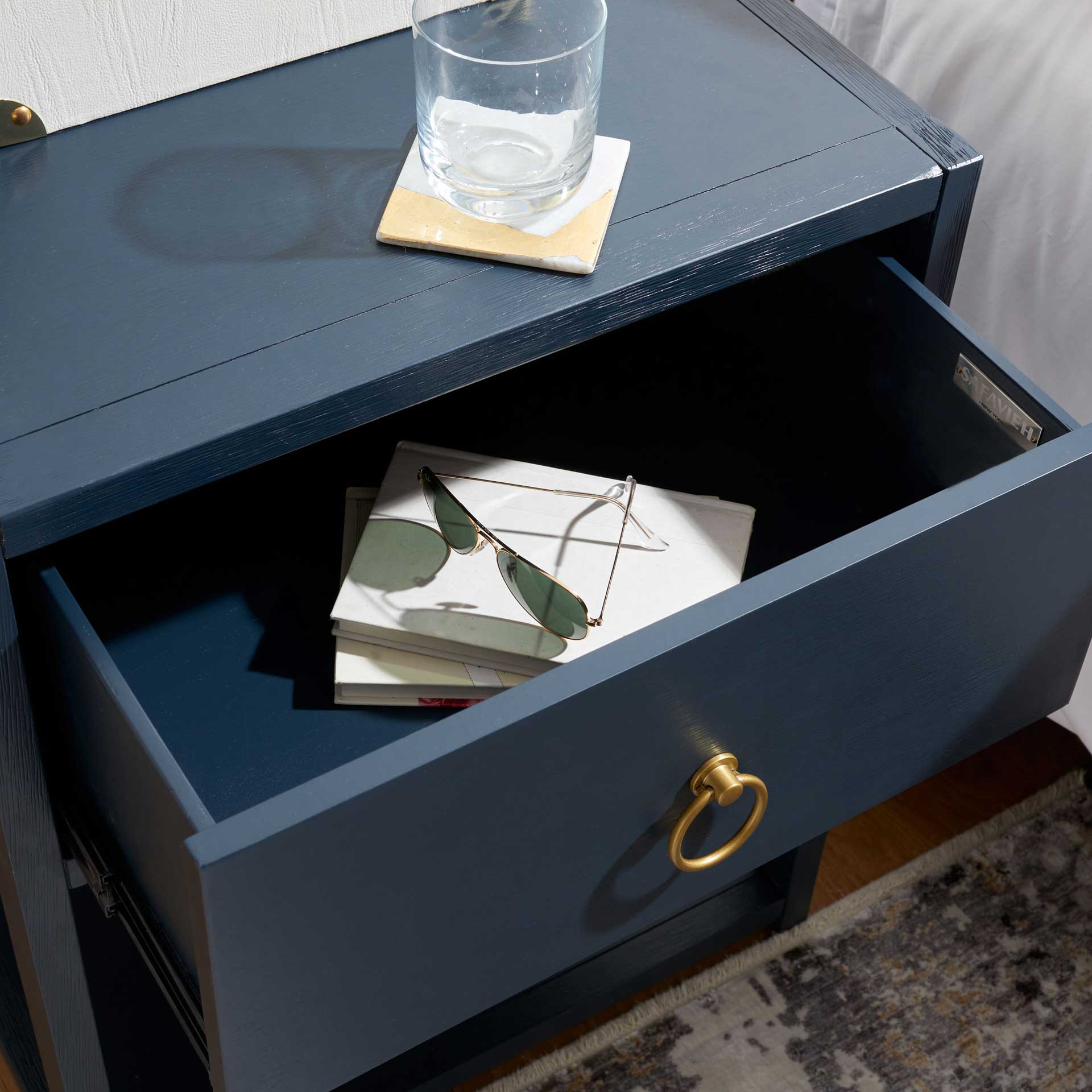 Yuan 1 Drawer 1 Shelf Nightstand Navy - Image 7