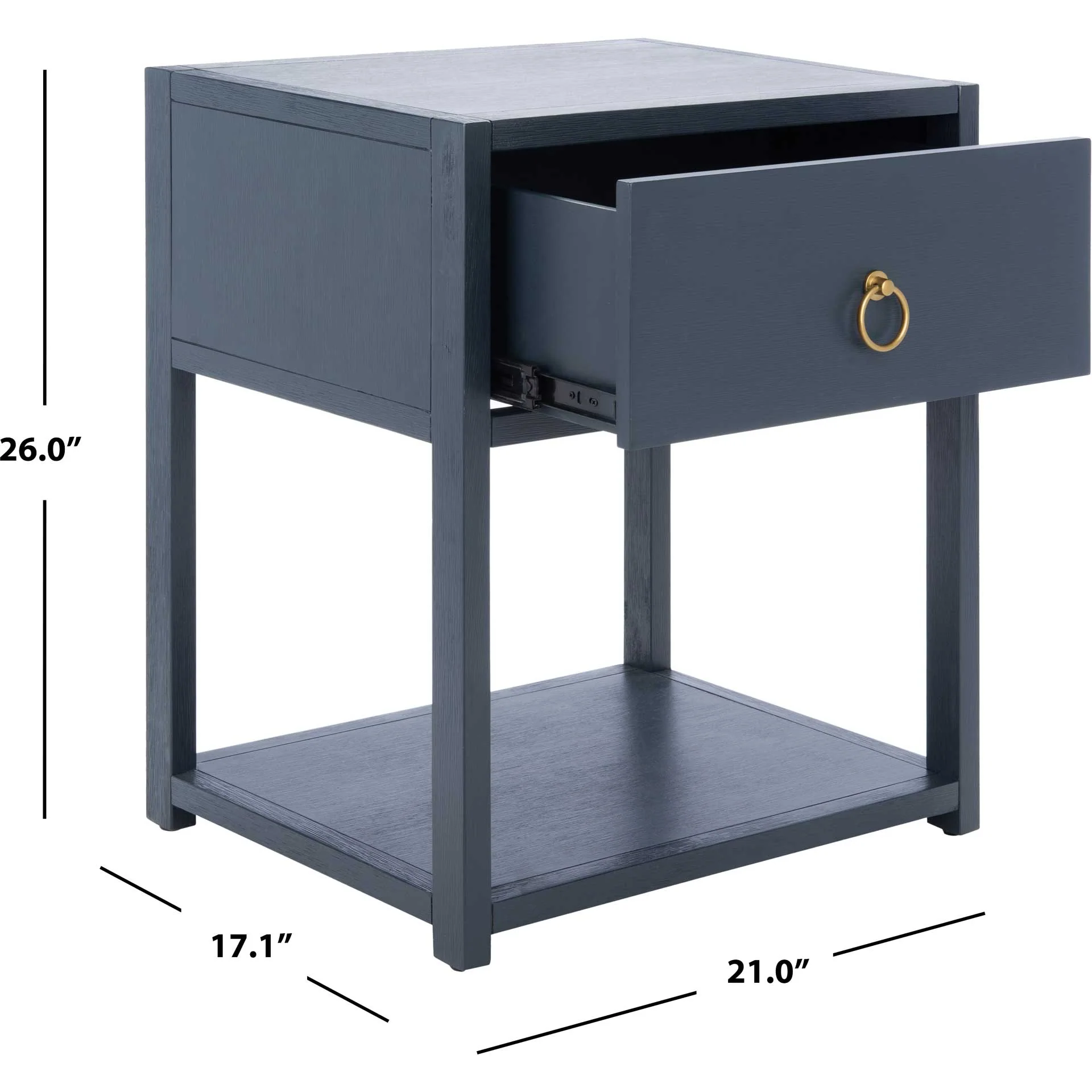 Yuan 1 Drawer 1 Shelf Nightstand Navy - Image 9