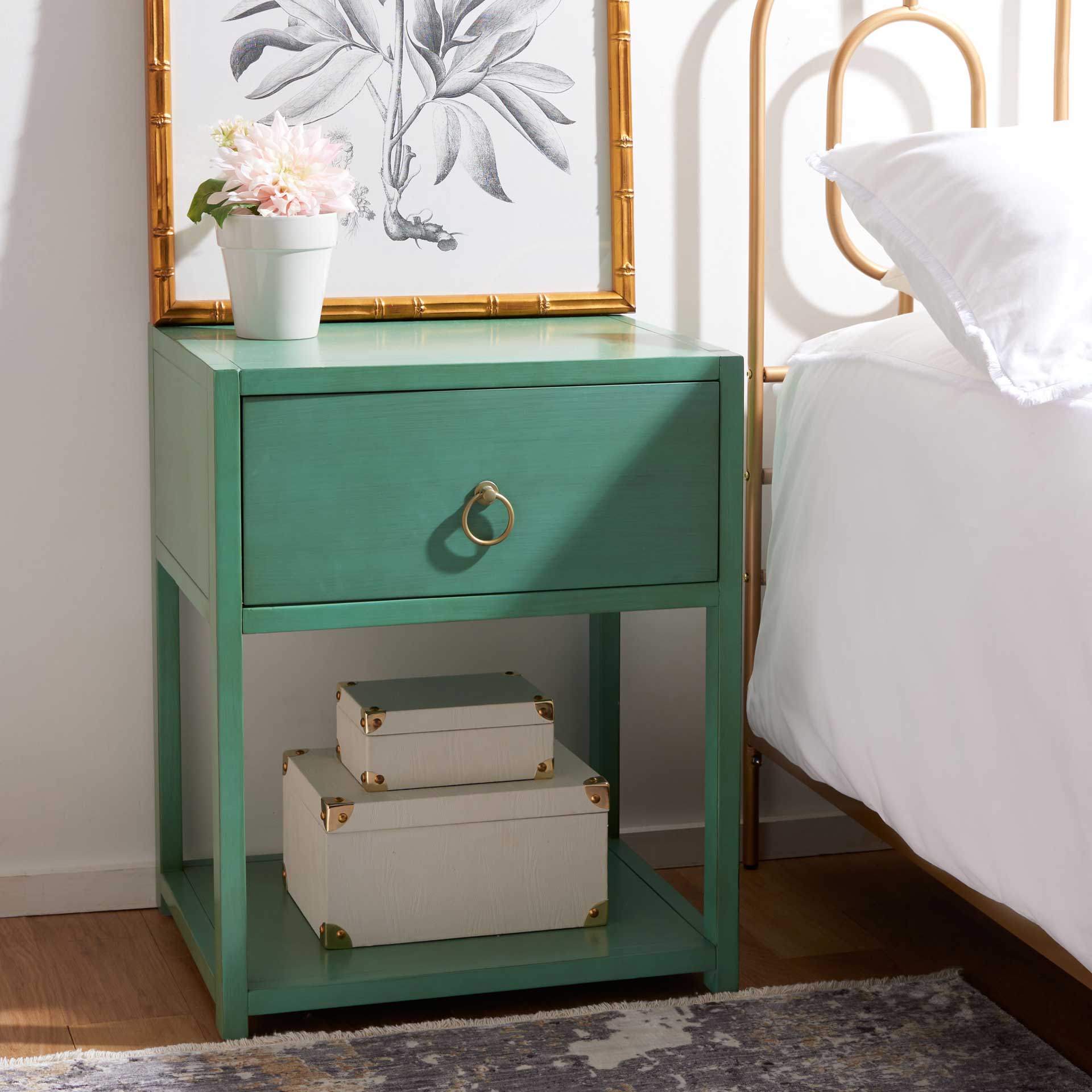 Yuan 1 Drawer 1 Shelf Nightstand Turquoise - Image 8