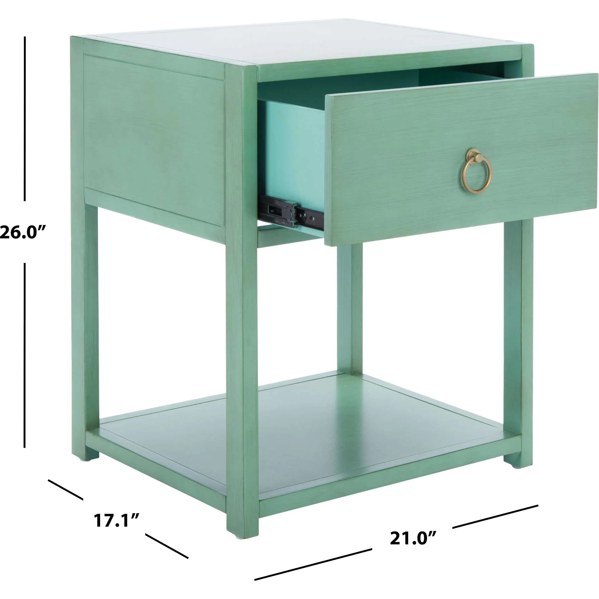 Yuan 1 Drawer 1 Shelf Nightstand Turquoise - Image 9