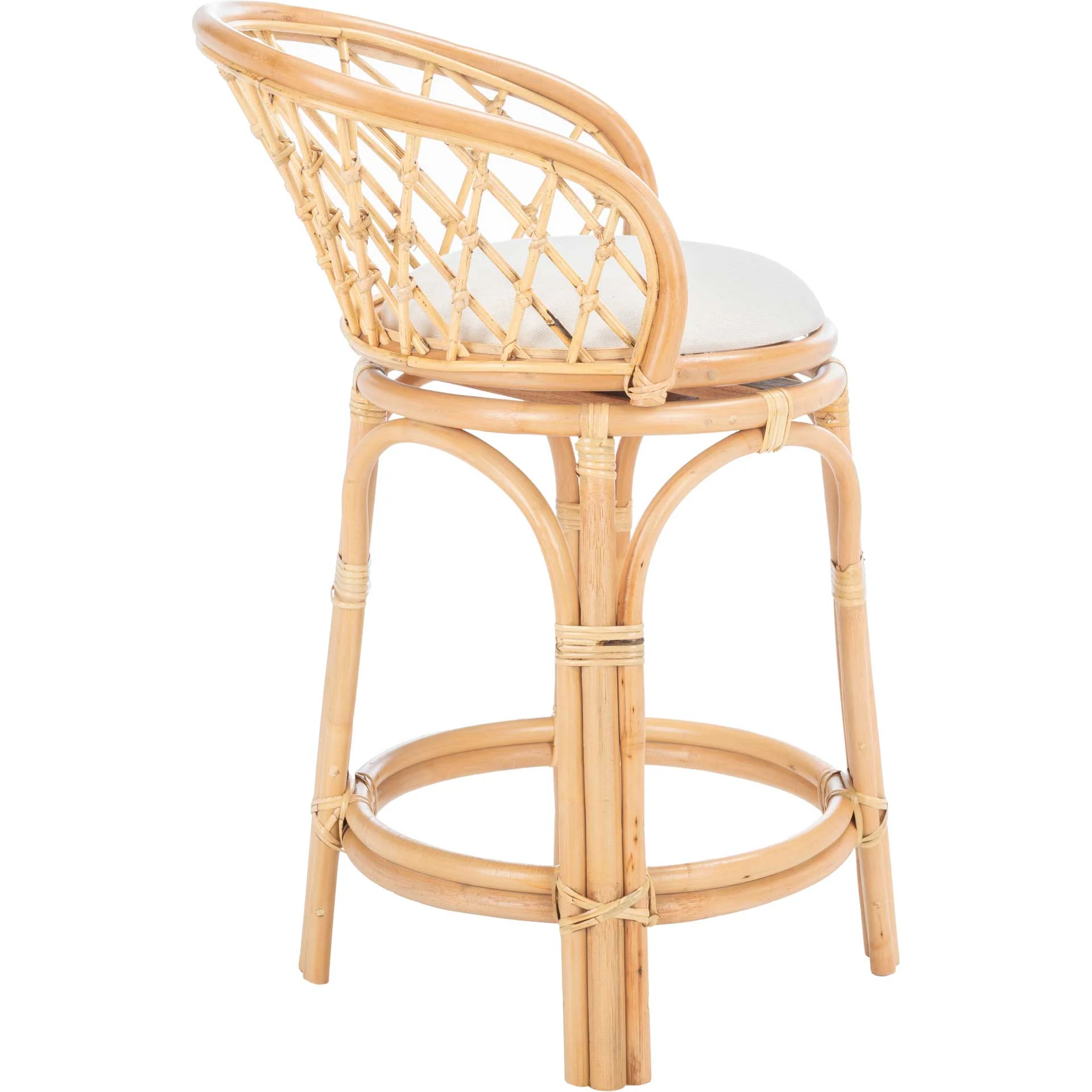 Yutu Rattan Counter Stool With Cushion Natural/White - Image 2